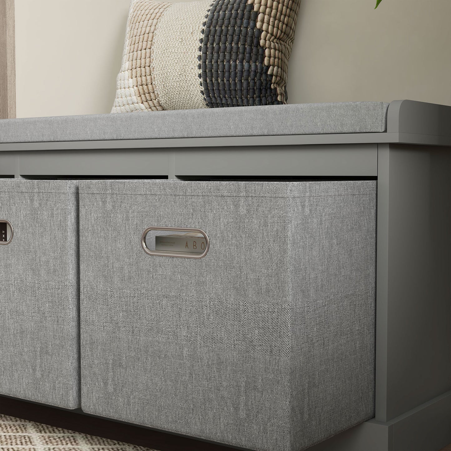 HOMCOM Cushioned Shoe Storage Bench with 3 Drawers - Grey