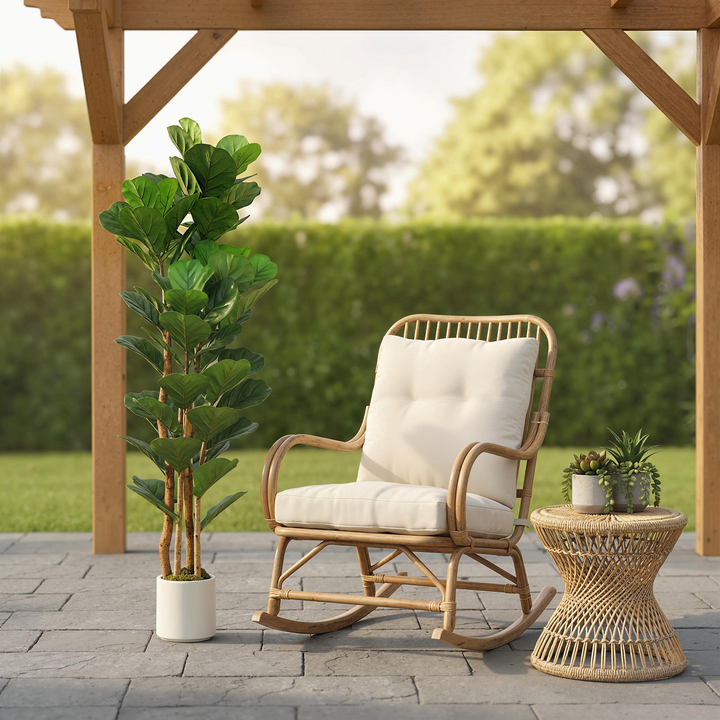 HOMCOM 150cm Artificial Fiddle Leaf Fig Tree - Green