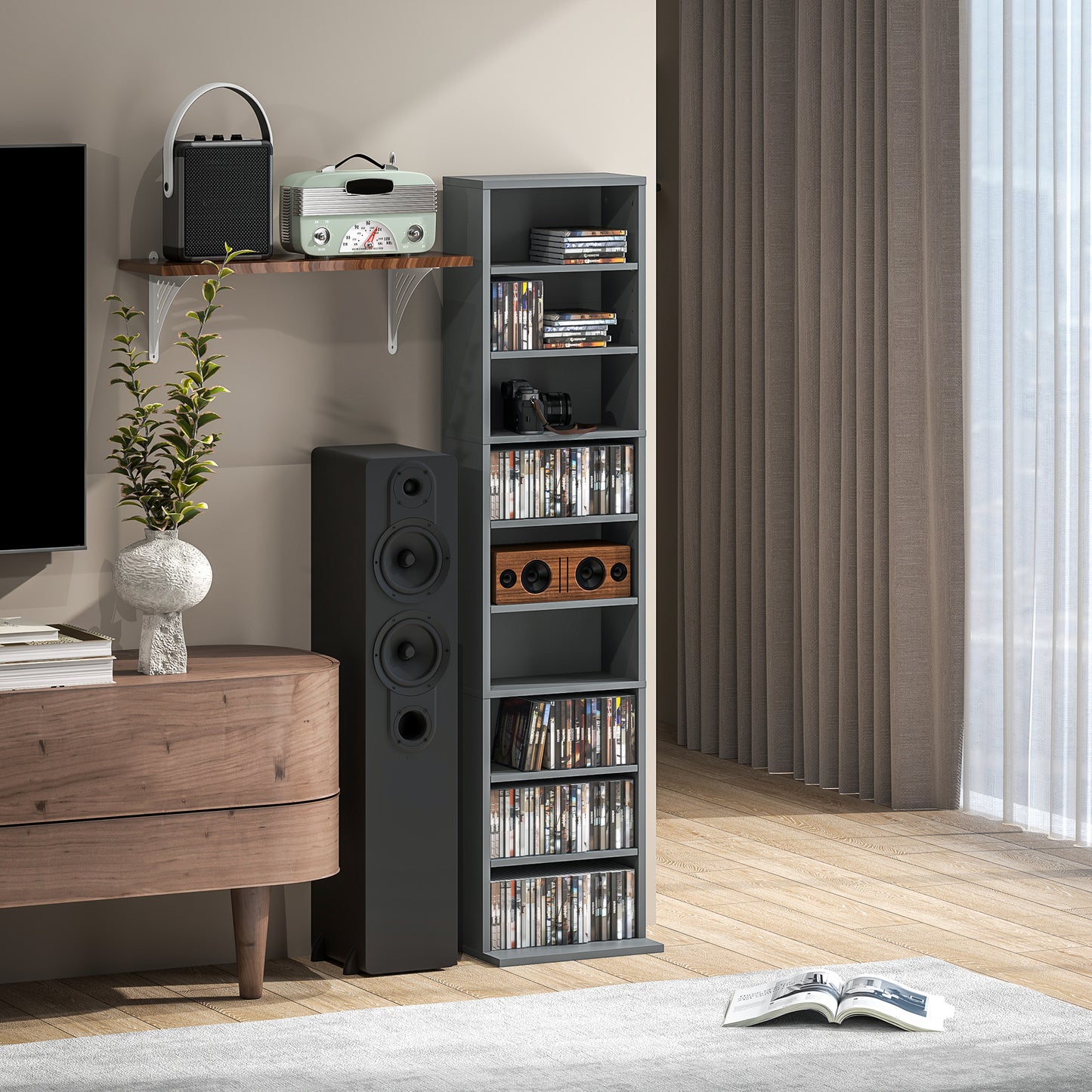 HOMCOM 260 CD/120 DVD Storage Unit - Grey