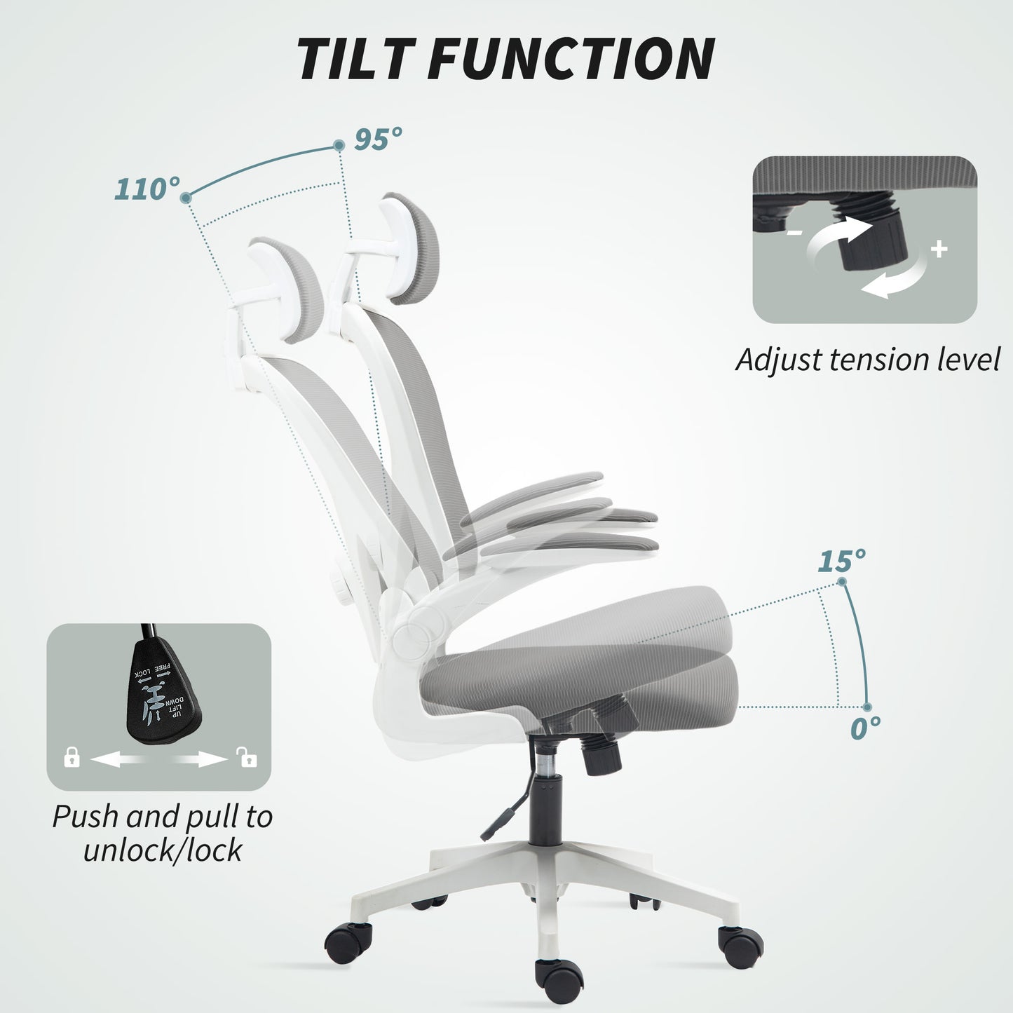 HOMCOM Executive Office Chair, High Back, Adjustable Lumbar Support, Grey