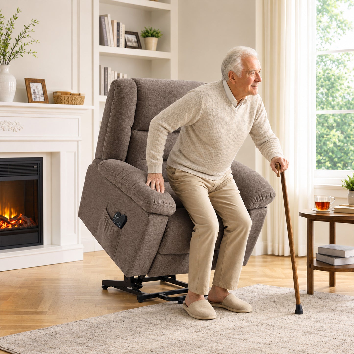 HOMCOM Oversized Riser Recliner Chair with Massage and Heat, Power Lift Recliner for Elderly with Wide Seat and Back, Brown