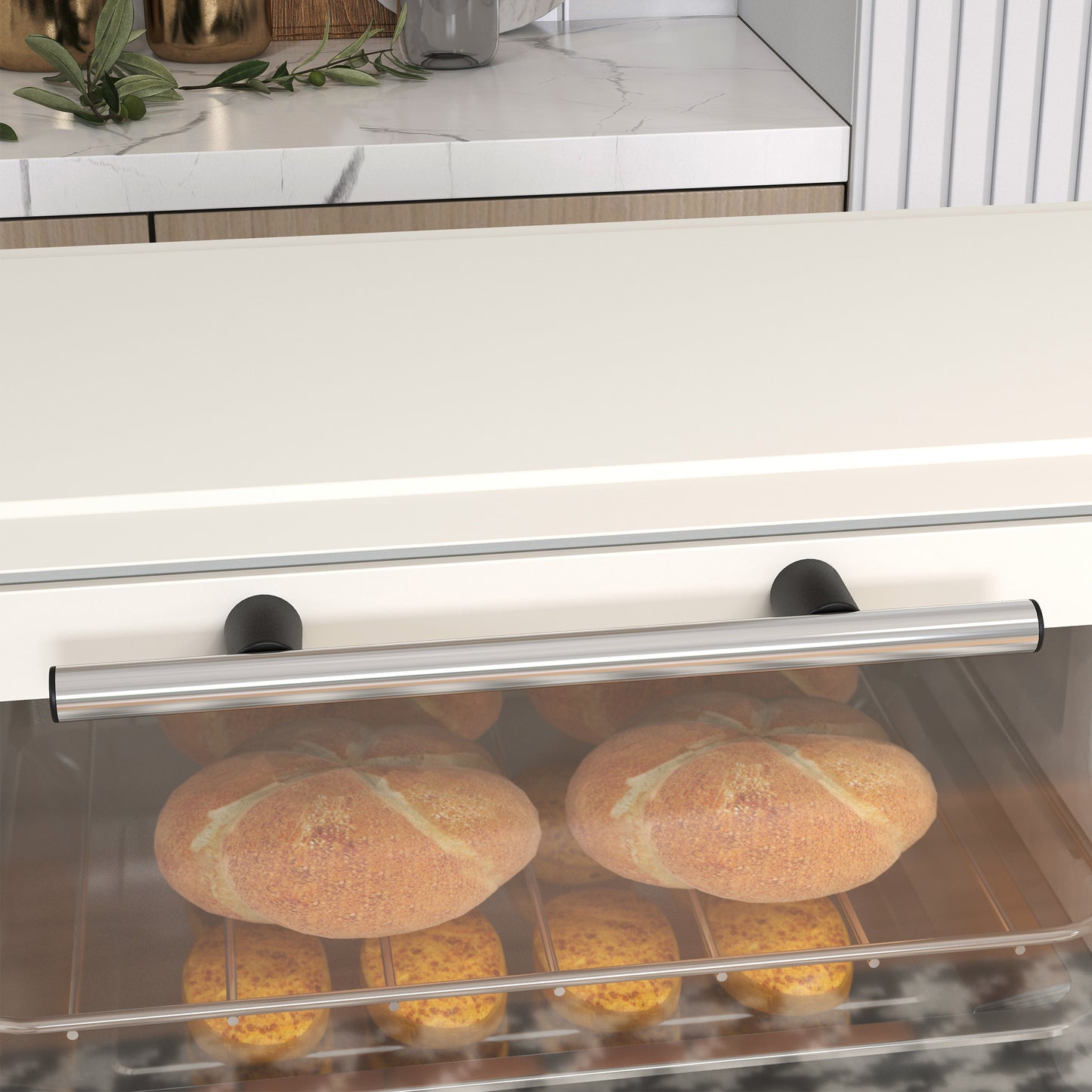 HOMCOM Mini Oven, 9L Countertop Electric Grill, Toaster Oven with Adjustable Temperature, Timer, Baking Tray and Wire Rack, 750W, Cream