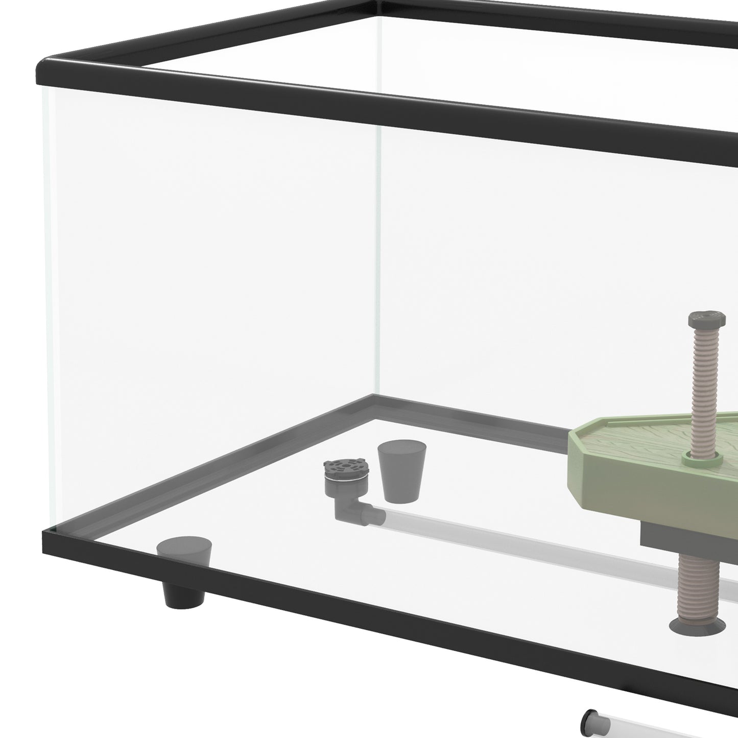 PawHut 50L Glass Turtle Tank Aquarium with Basking Platform, Easy-Drain, Strip Patch Thermometer