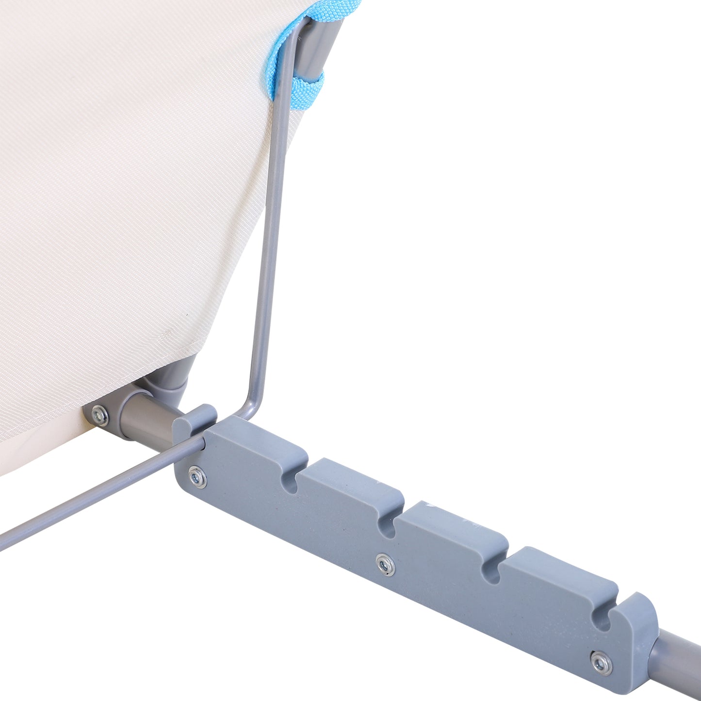 Outsunny Set of 2 Foldable Garden Beach Chair Mat, Lightweight Outdoor Sun Lounger Seats with Adjustable Back, Metal Frame, PE Fabric Head Pillow and Carry Bag, Cream White
