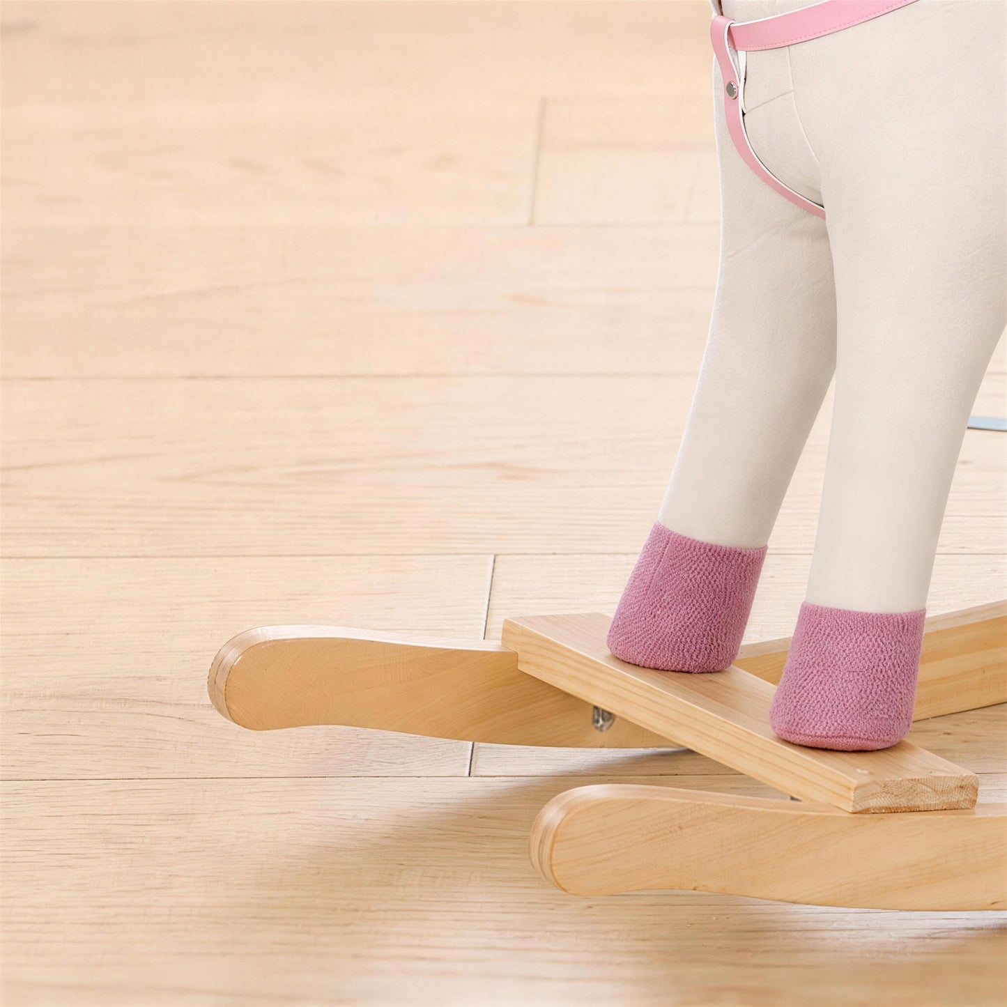 AIYAPLAY Rocking Horse, Unicorn Ride on Horse with Sounds and Stable Wooden Base for 1-3 Years, Cream White