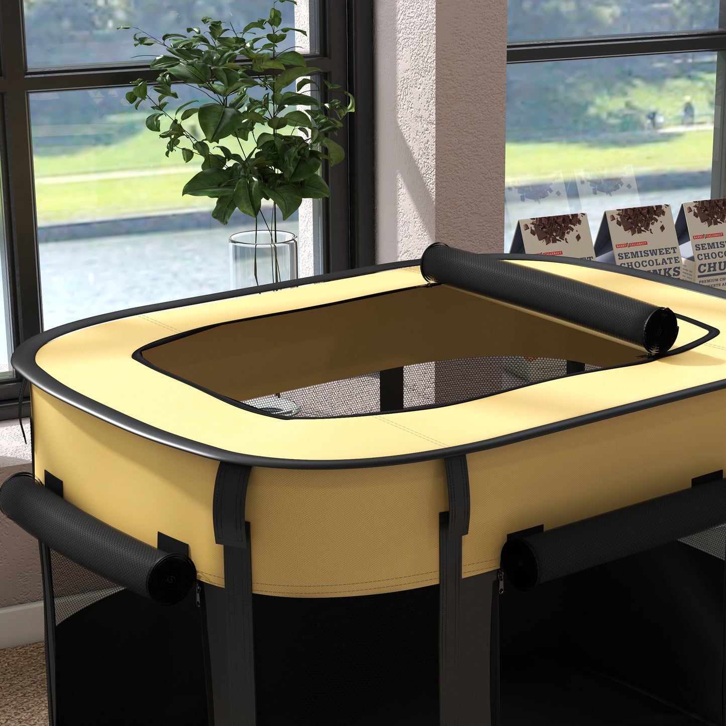 PawHut Foldable Dog Pen with Storage Bag for Indoor/Outdoor Use Yellow - Medium