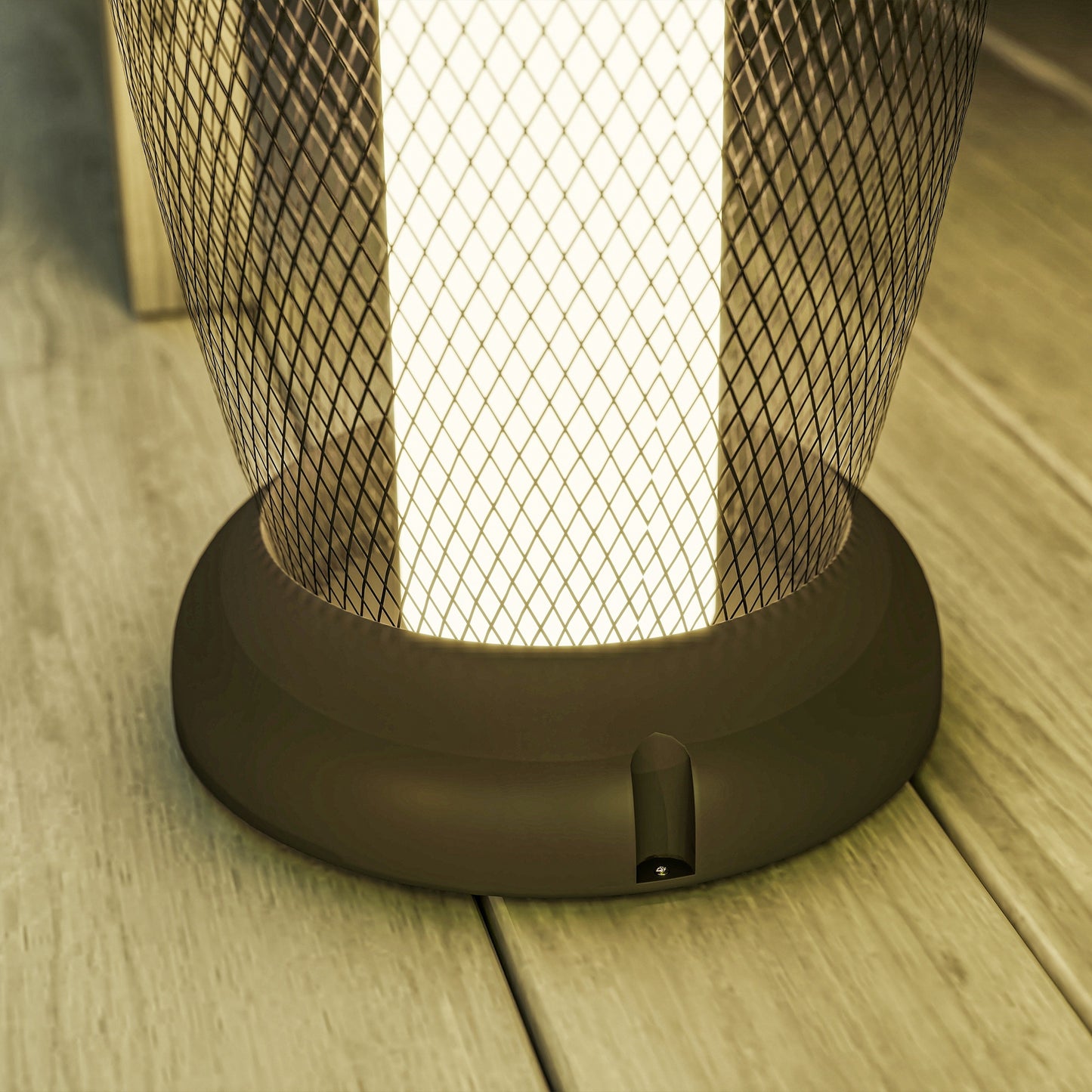 Outsunny Garden Solar Lamp, 71.5cm Metal Floor Lamp, Auto On/Off LED Solar Light with Metal Wire Shade, IP44 for Outdoor Use, Black