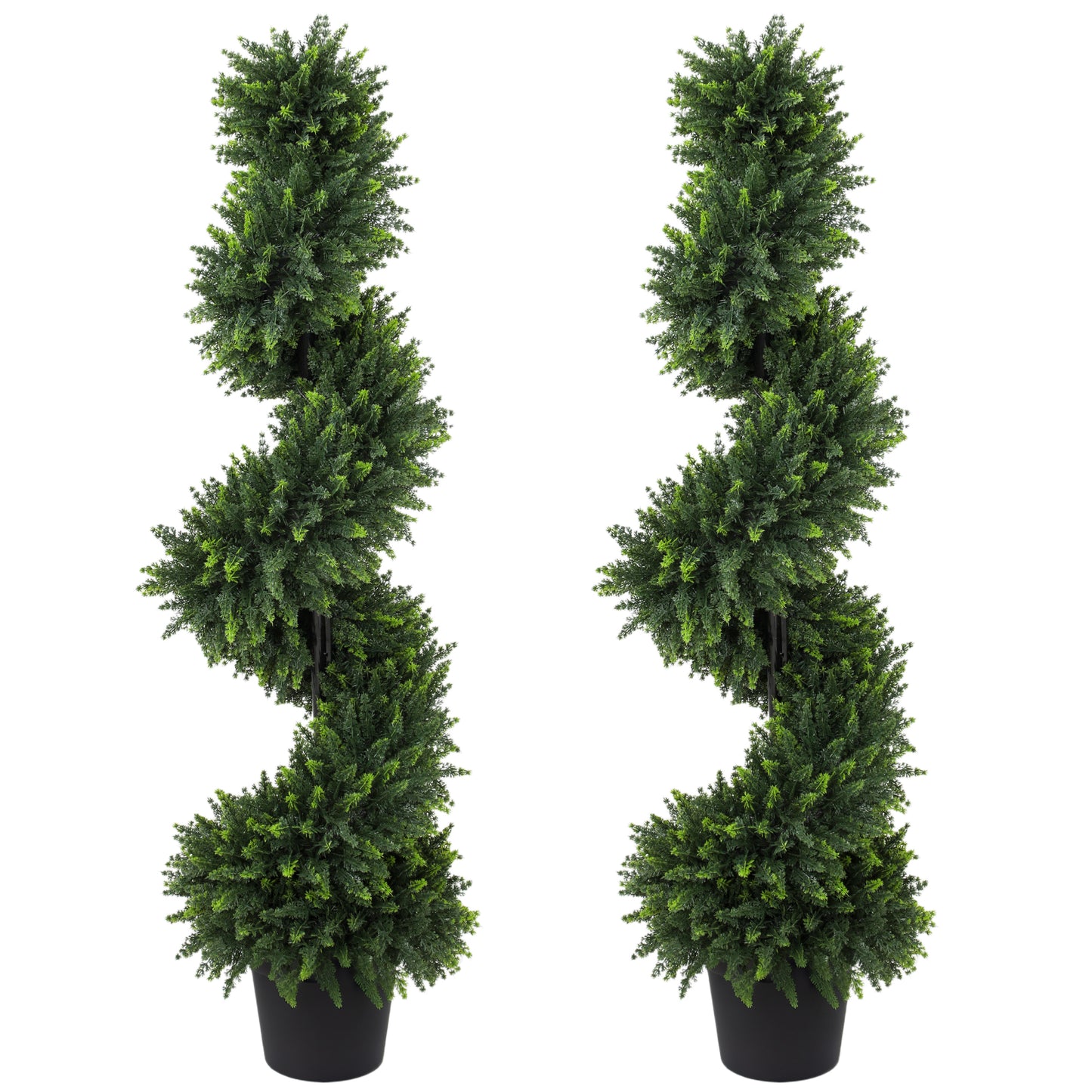 HOMCOM Decorative Artificial Plants Set of 2, UV Resistant Fake Plants in Pot for Indoor Outdoor Decor, 120 cm, Deep Green