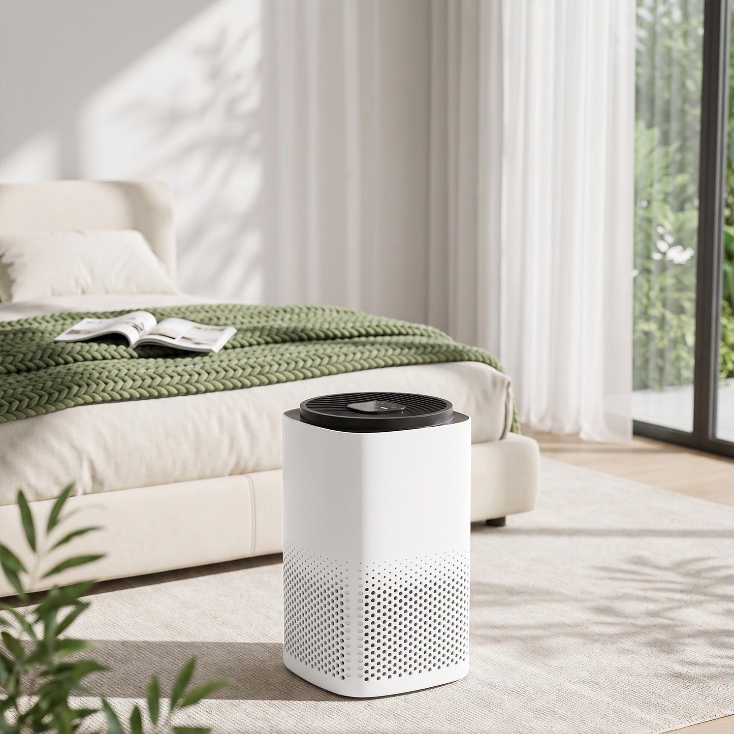 HOMCOM Smart Air Purifier for Home, HEPA Filter, Sleep/Auto Mode, 27m², Air Cleaner, App & Voice Control, Quiet, AQI Indicator