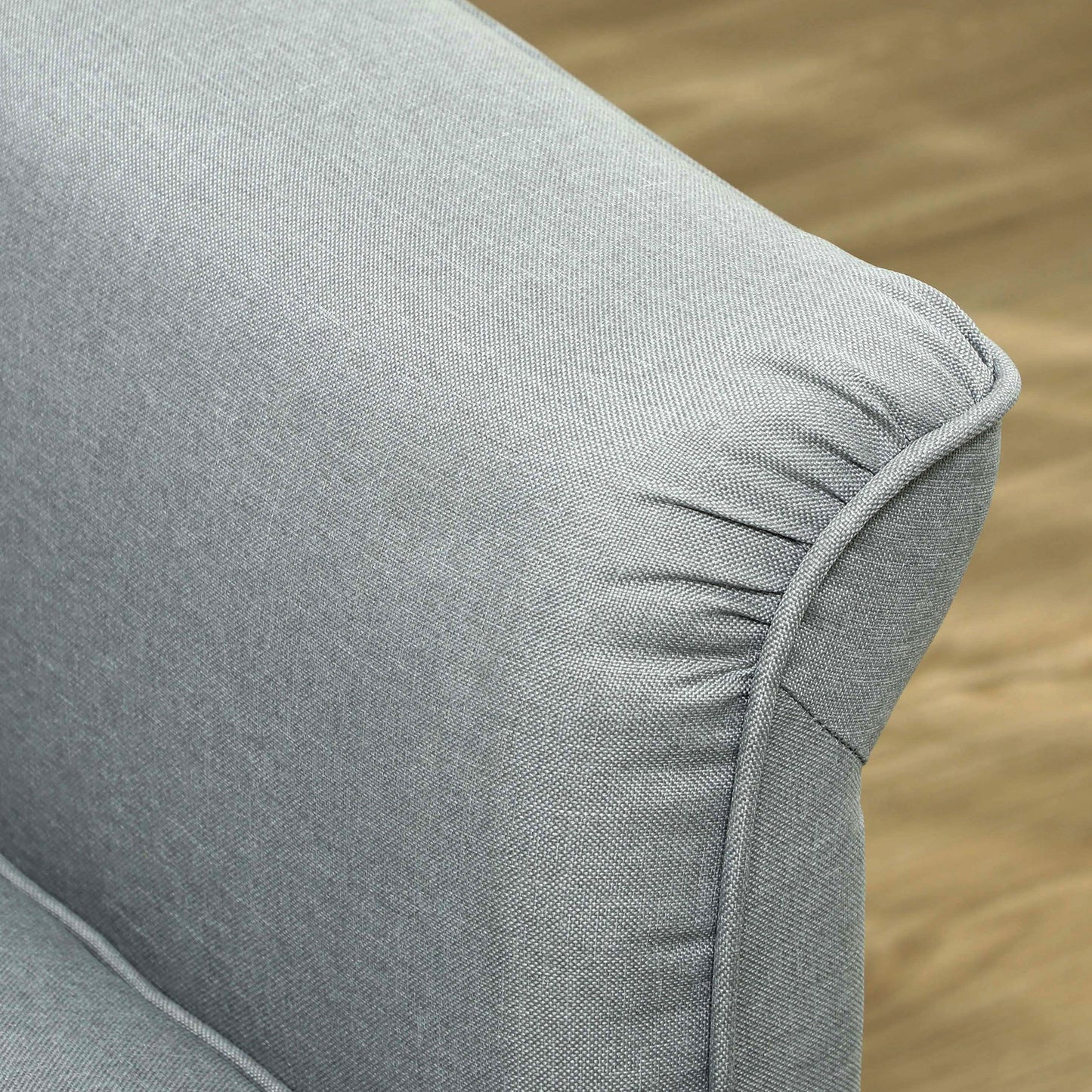 HOMCOM 3 Seater Sofa, Modern Fabric Couch with Spring Cushion, Rubber Wood Legs, 191cm for Living Room, Bedroom, Home Office, Grey