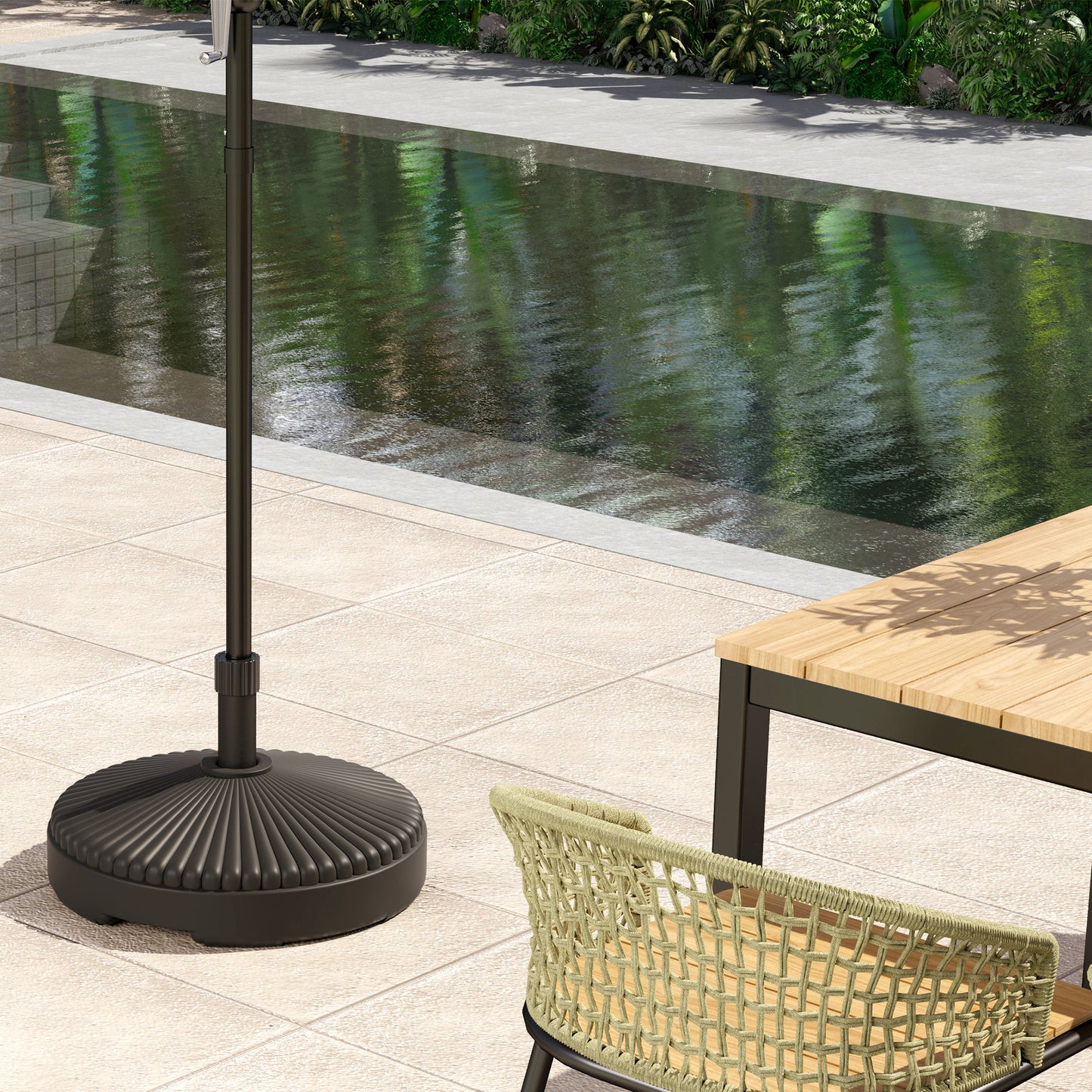 Outsunny Garden Parasol Base Holder, 28kg Sand Filled, 23kg Water Filled, Sun Umbrella Base, Ø55 x 30H cm Black