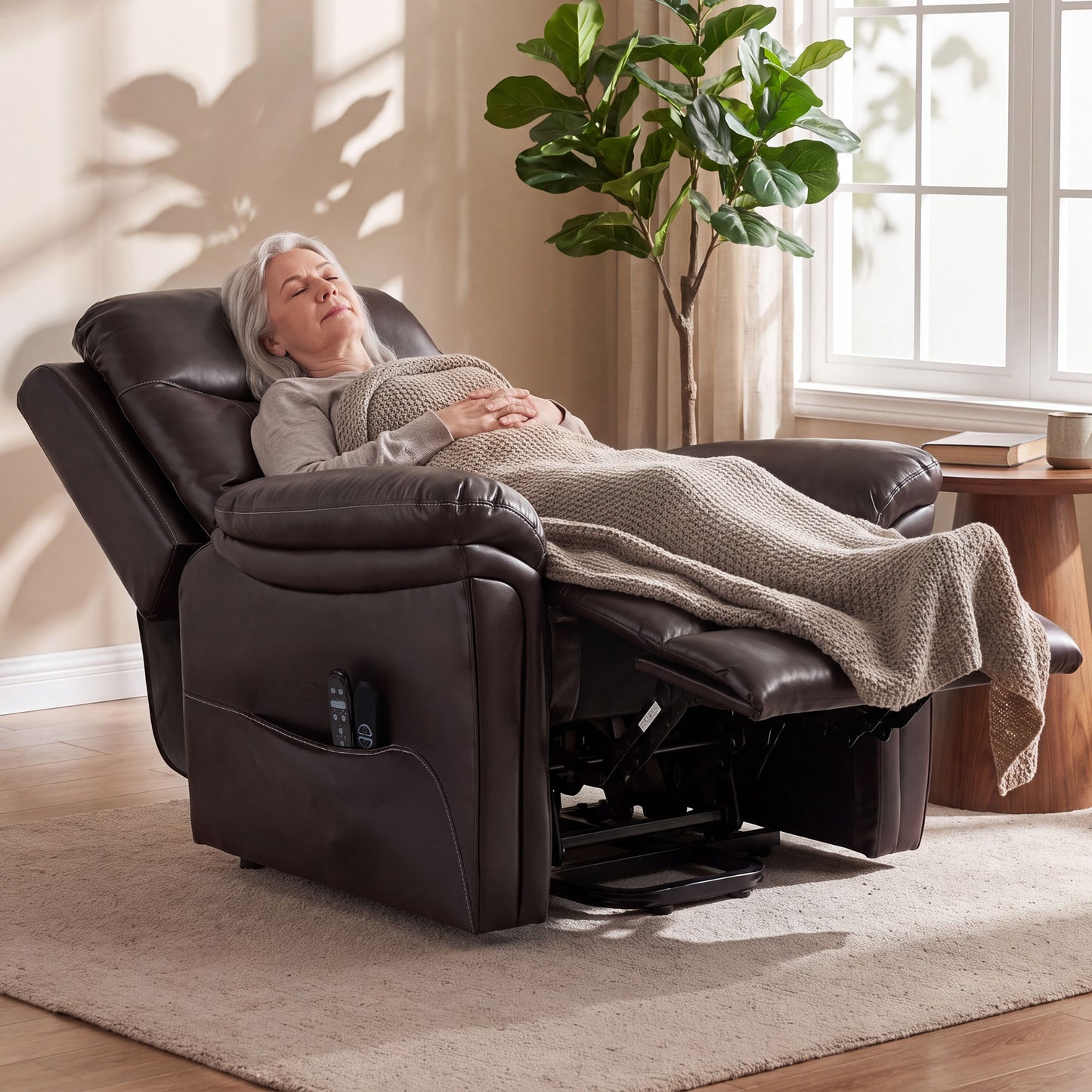 HOMCOM Riser Recliner Chair with Massage and Heat, Electric Lift Recliner Armchair for Elderly with Spring Cushion, Brown