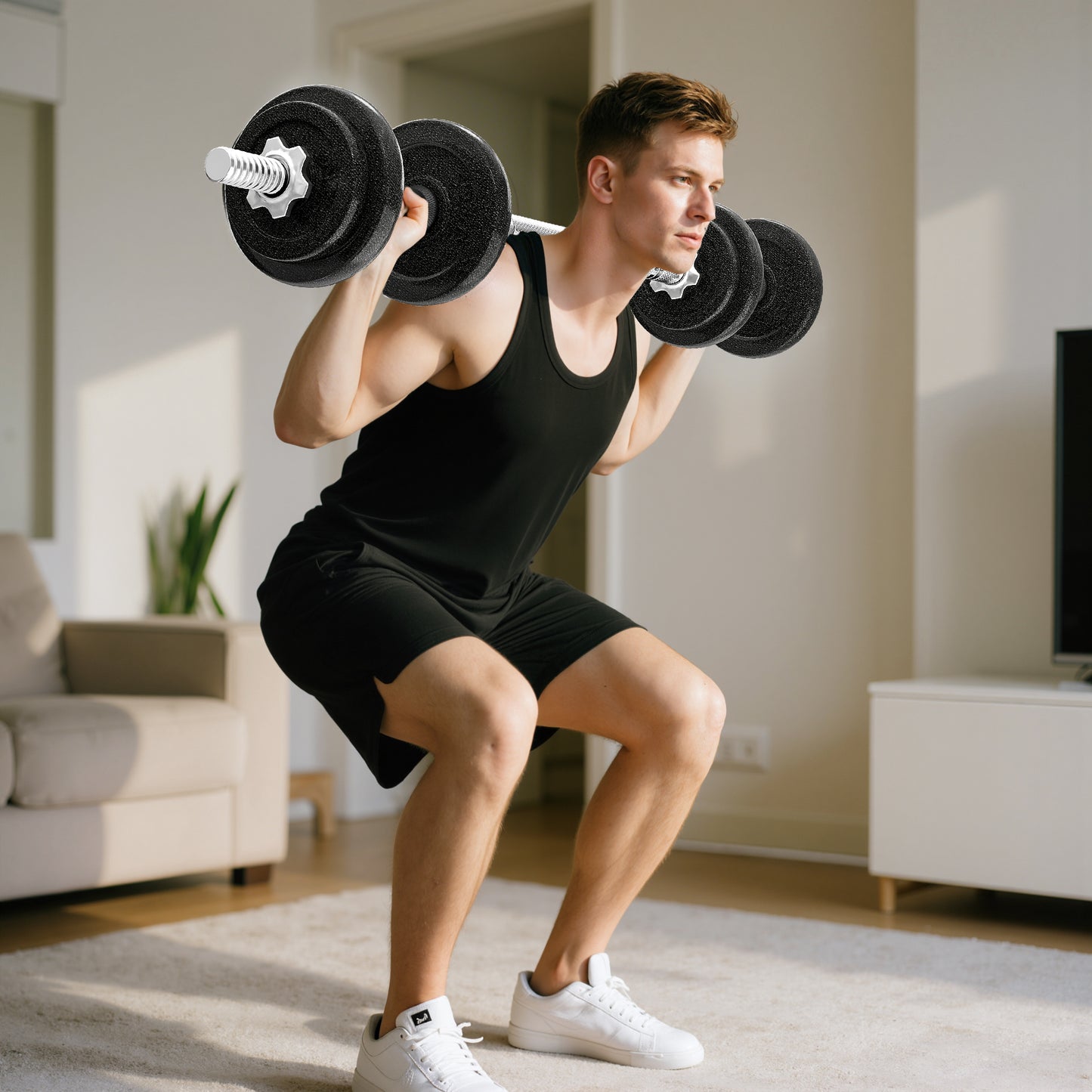 SPORTNOW 2-in-1 Adjustable Dumbbells Set, 20kg Weights with Non-Slip Grip for Strength Training, Home Gym Workout Equipment, Black