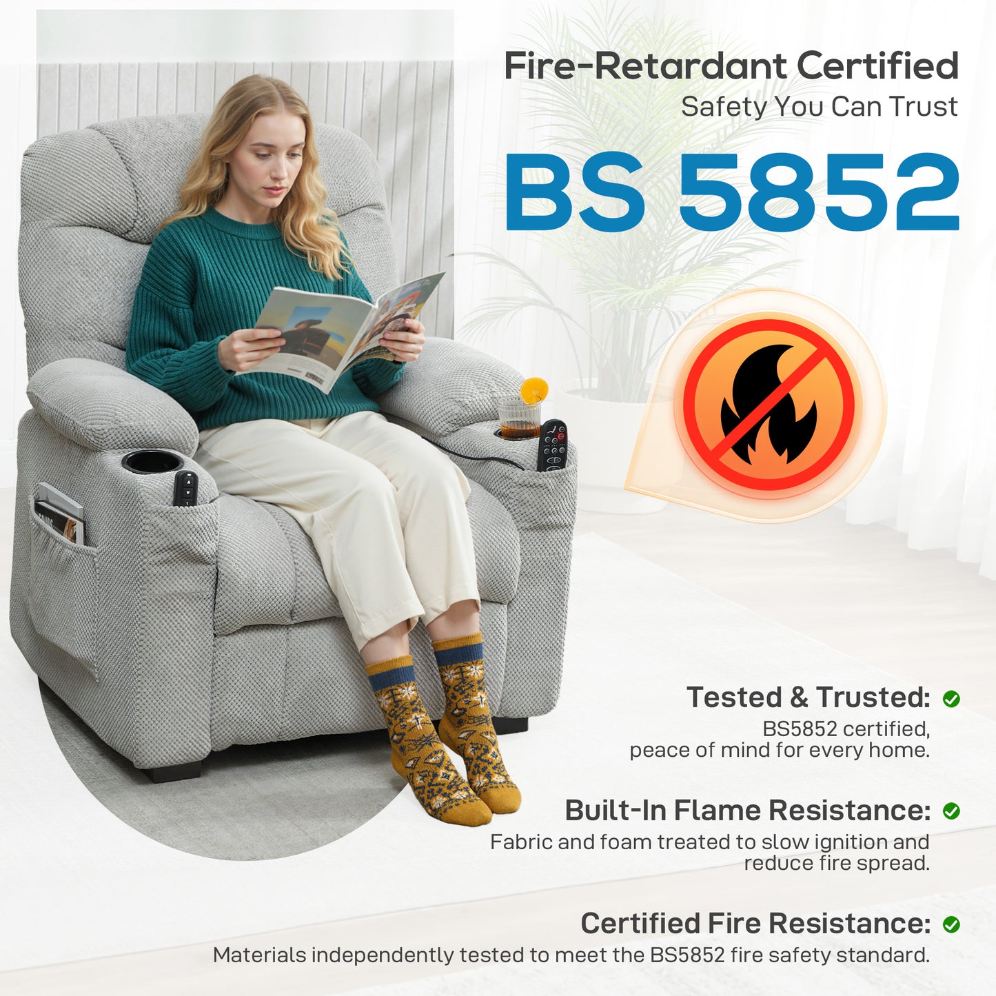 HOMCOM Electric Massage Recliner Chair with Heat Grey
