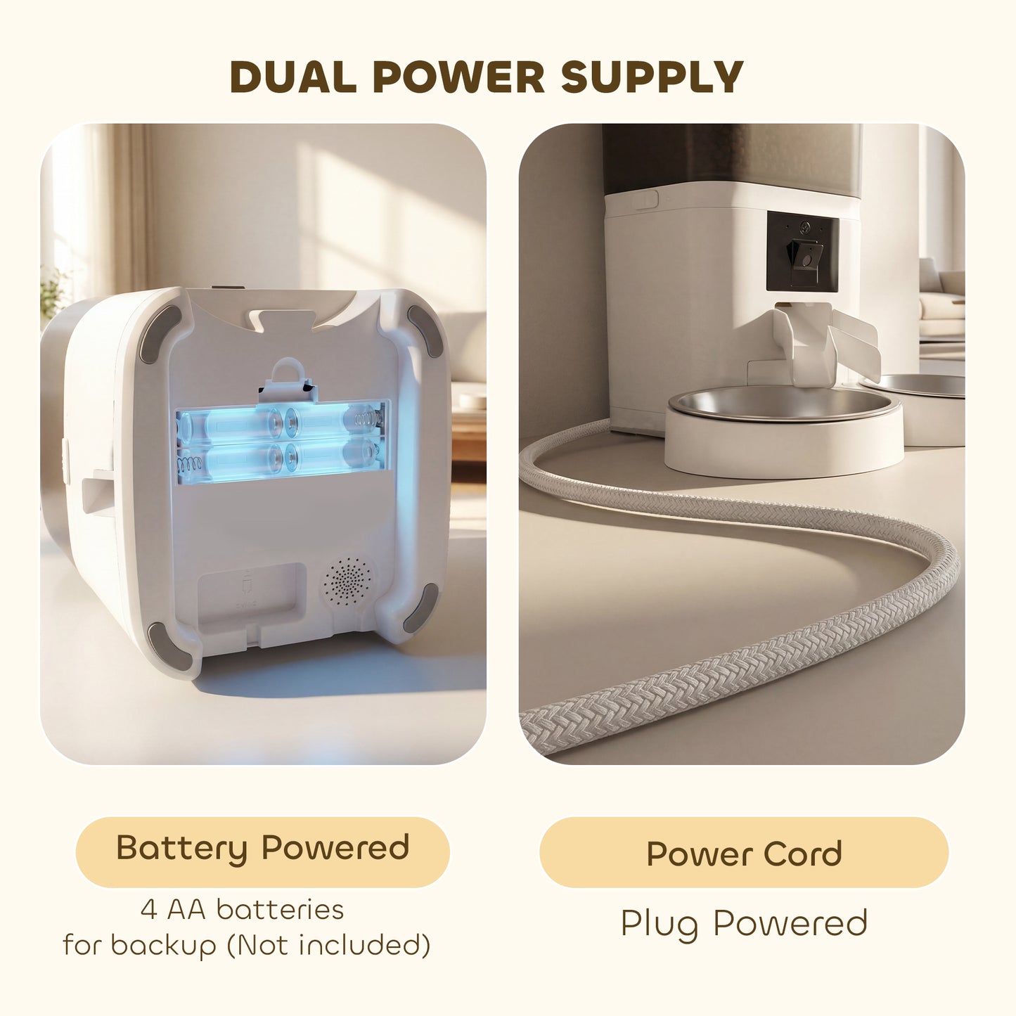 PawHut Automatic Cat Feeder for 2 Cats with HD Camera,2.4G & 5G WiFi Pet Food Dispenser 6L APP Control