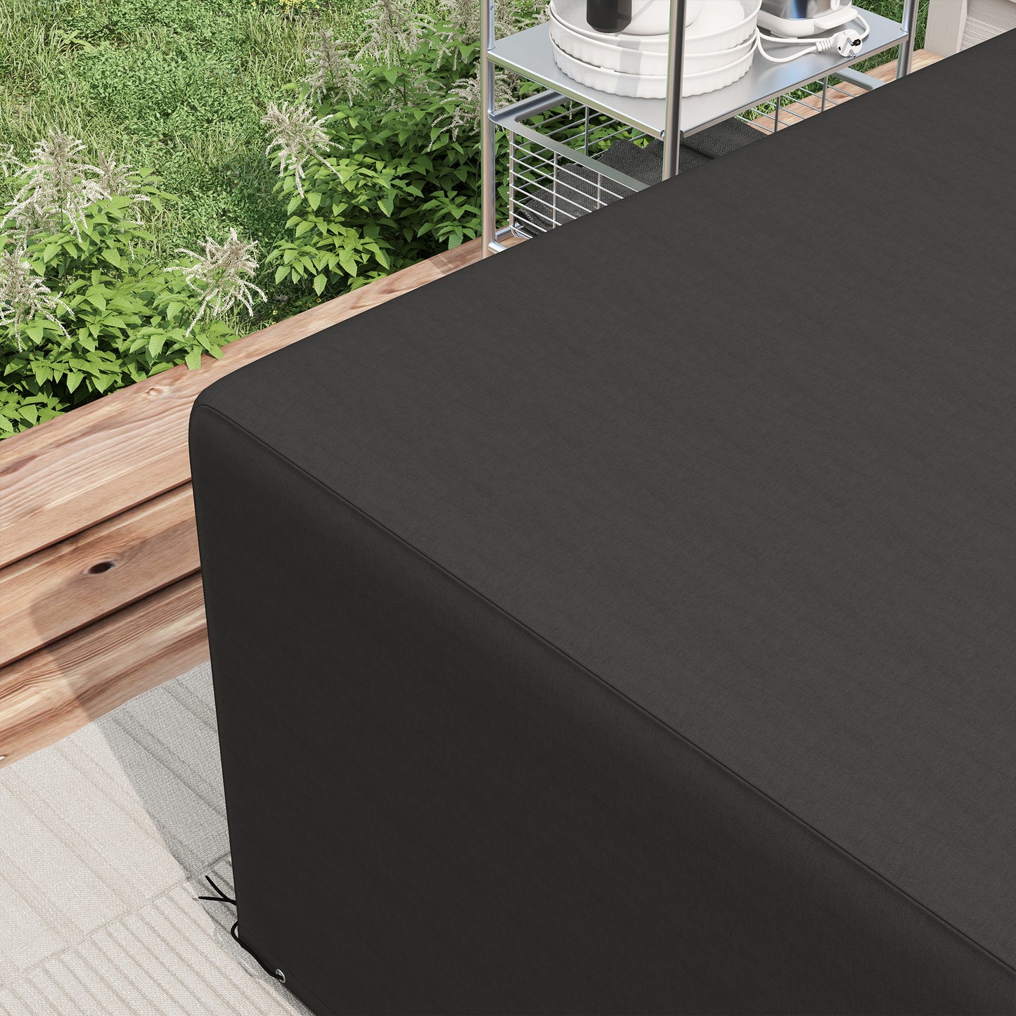 Outsunny Garden Furniture Cover, Waterproof, Anti-UV 600D Heavy Duty Oxford Fabric for Rectangular Sofa Table Set, 245x165x66cm, Black