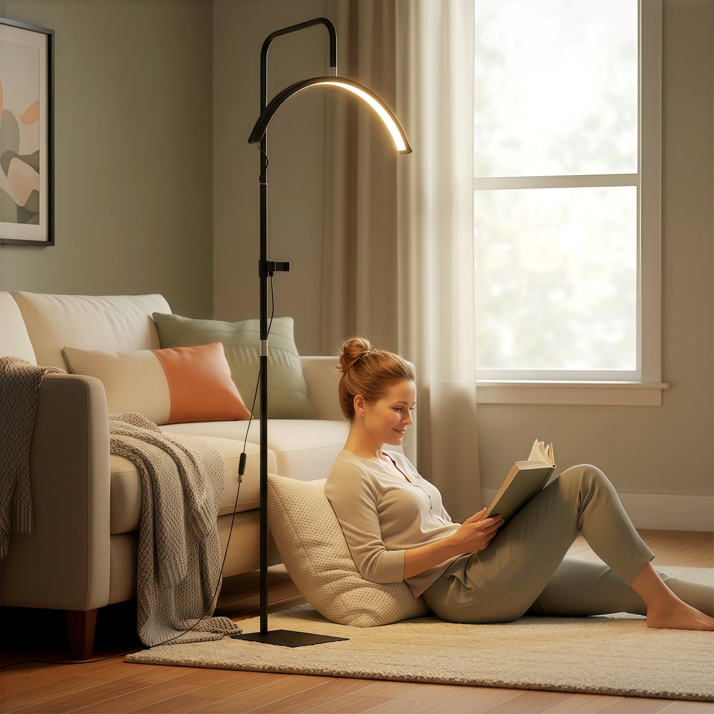 HOMCOM Half Moon Lash Light, Rotatable Dimmable Lamp Black