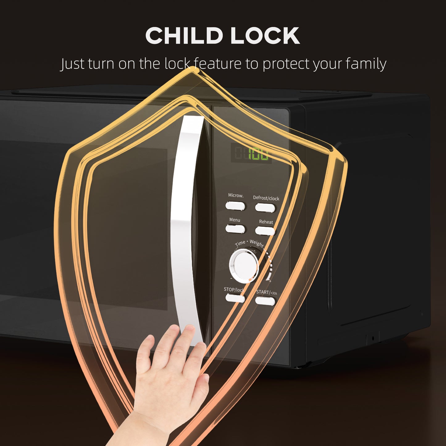 HOMCOM 23L 800W Microwave Oven, Digital Solo with 5 Power Levels, Defrost, 8 Auto Menus, Timer, Black