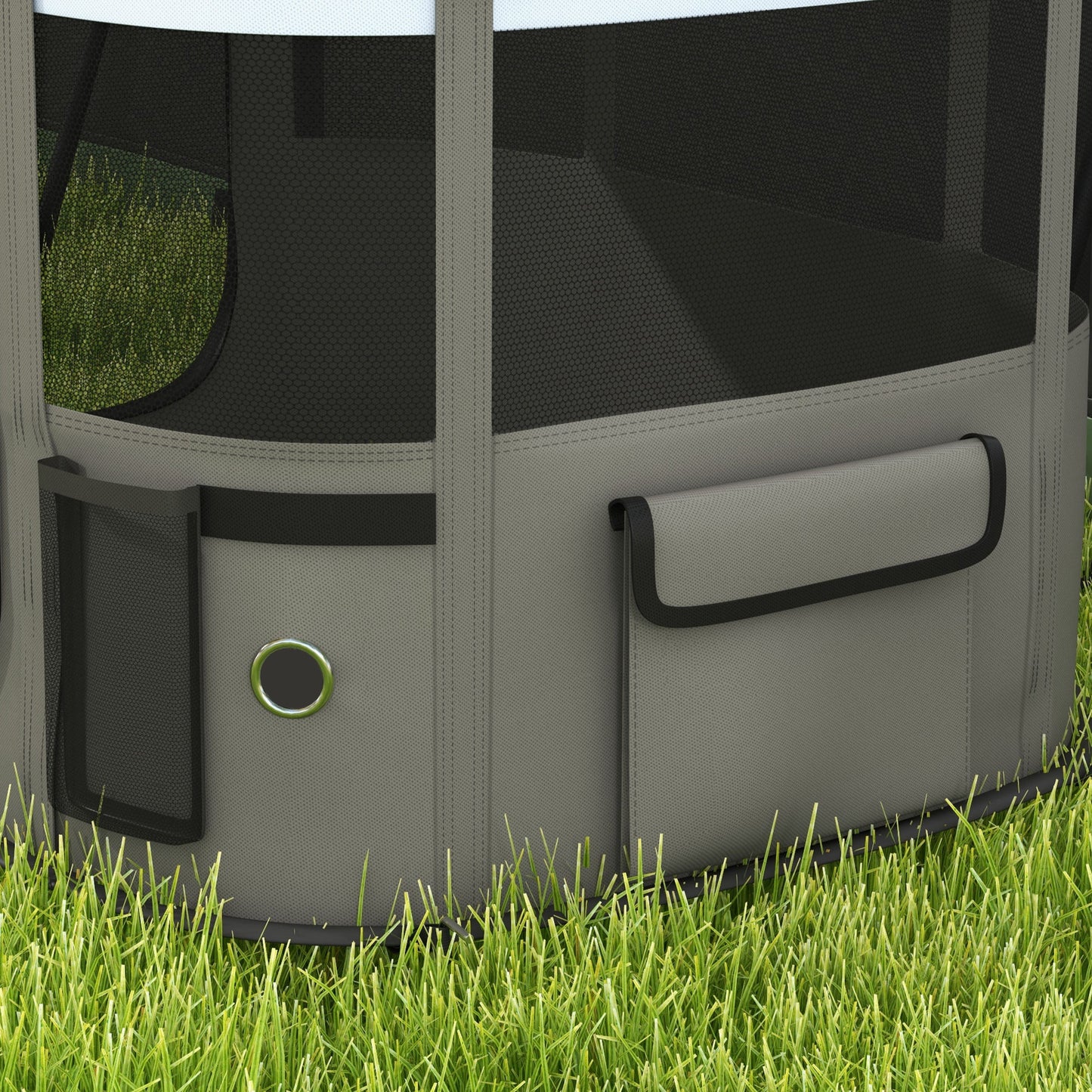 PawHut Foldable Dog Pen with Storage Bag for Indoor/Outdoor Use Grey - Small