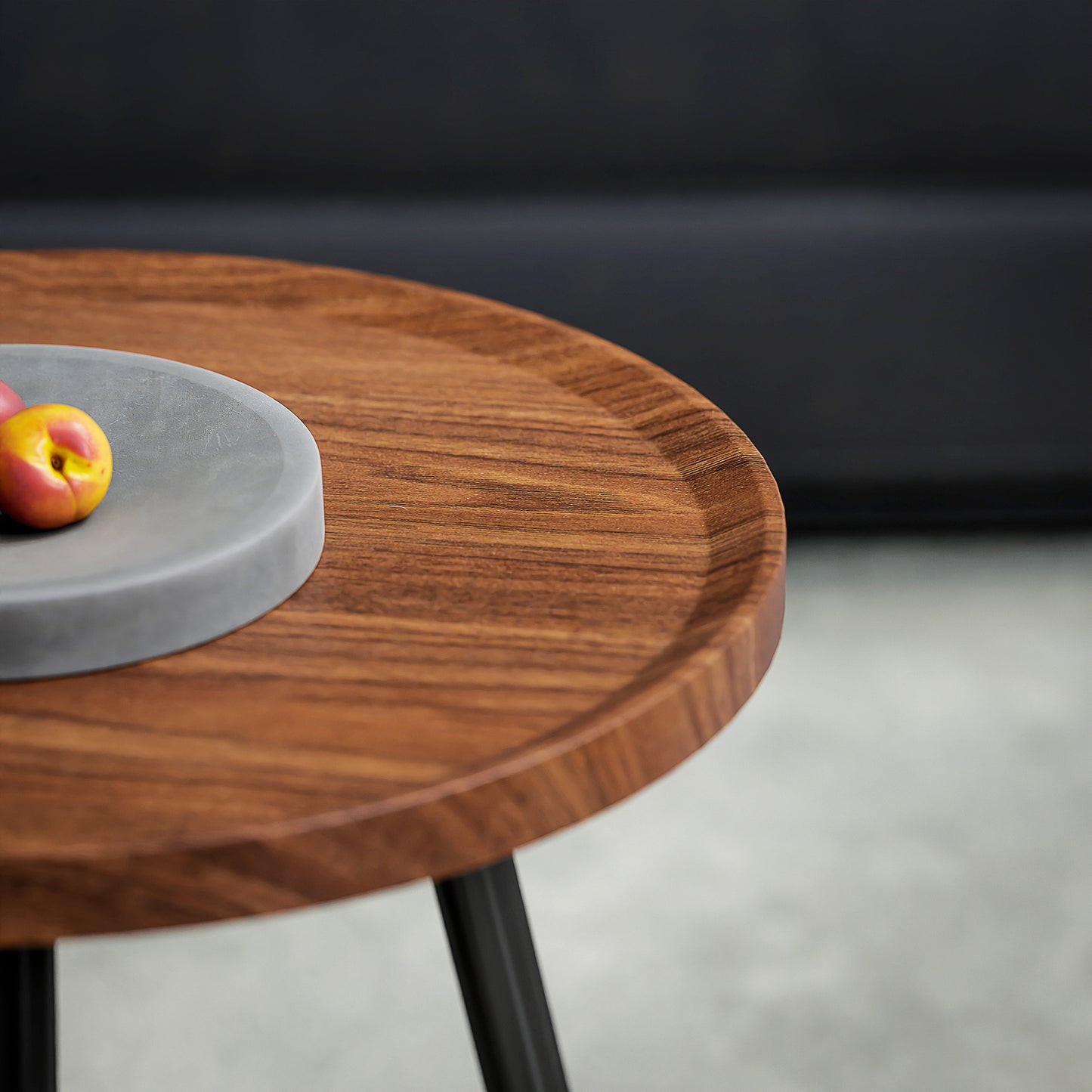 HOMCOM Nesting Coffee Table Set of 2, 80cm Modern Stacking End Tables with Metal Legs for Living Room, Bedroom, Office, Chestnut Wood Effect