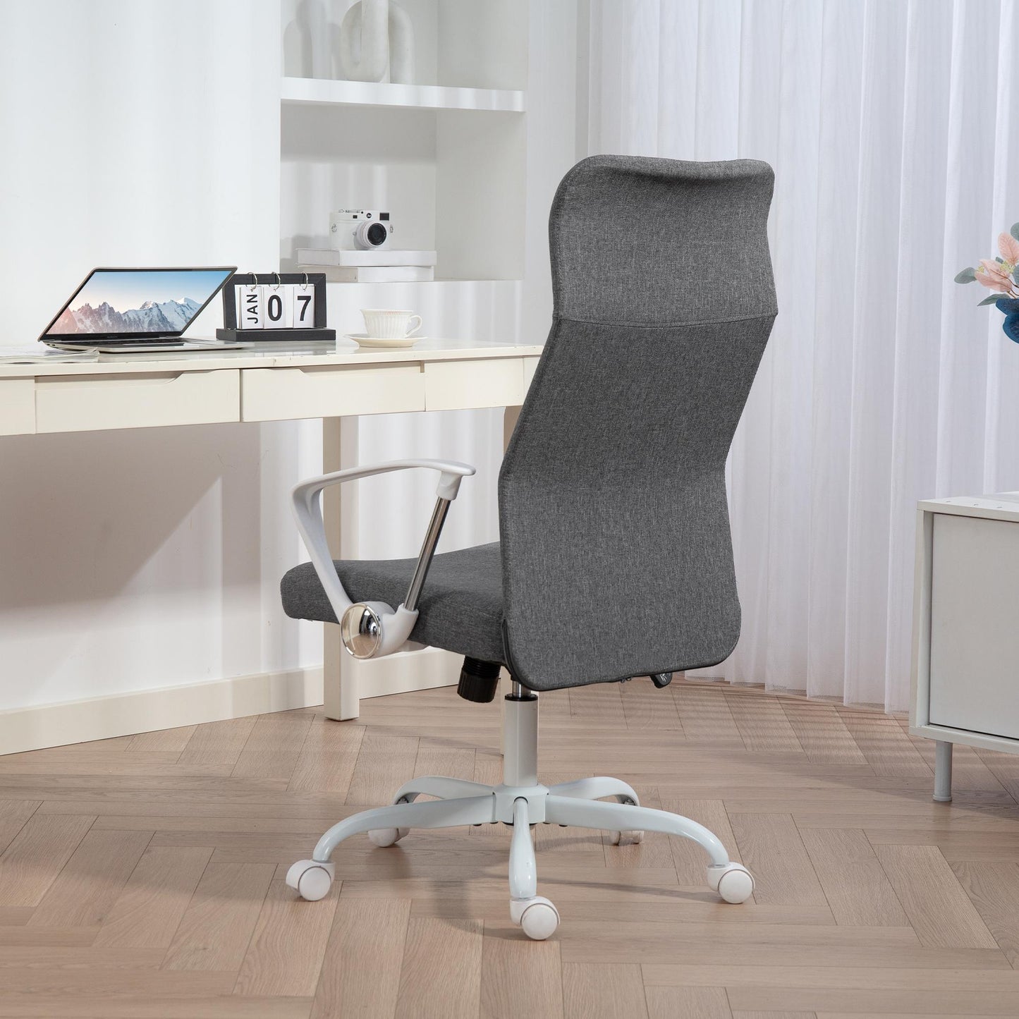 HOMCOM Fabric High Back Office Chair - Grey