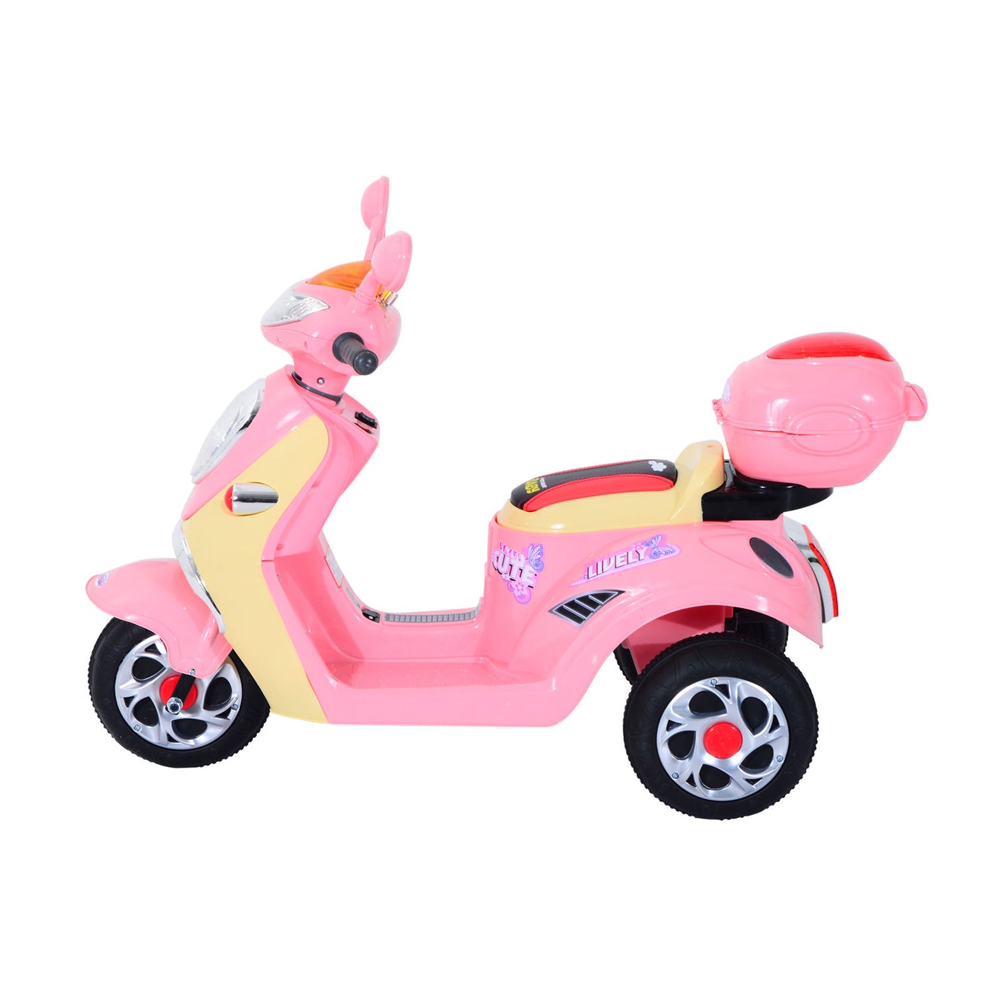 HOMCOM Plastic Music Playing Electric Ride-On Motorbike w/ Lights Pink