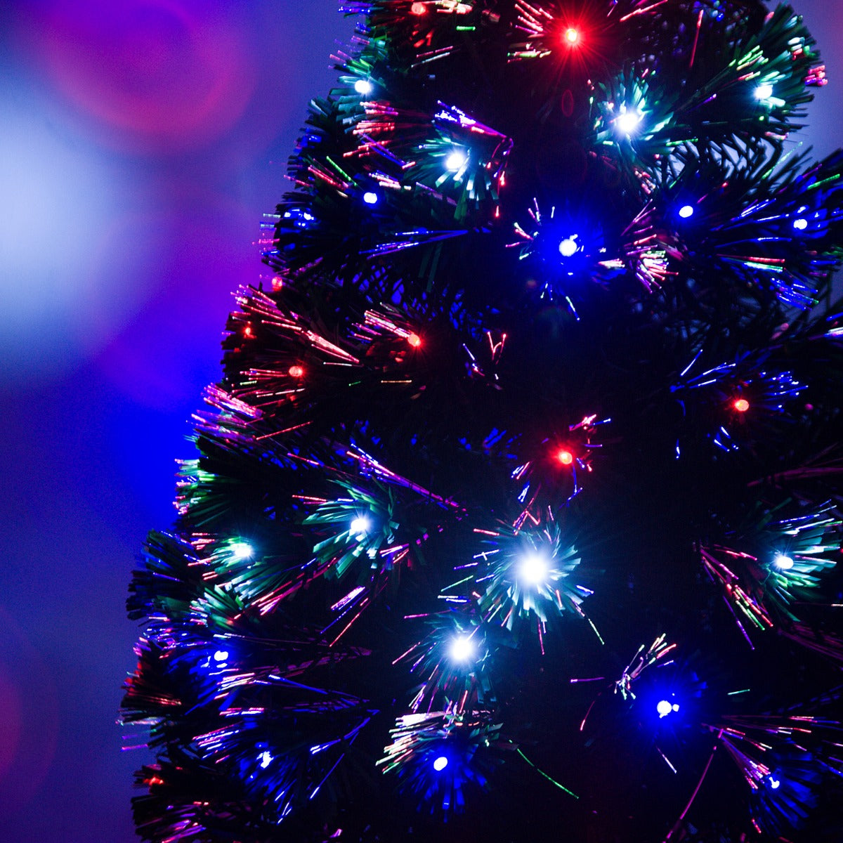 HOMCOM 3ft 90cm Green Fibre Optic Artificial Christmas Tree-Multi colour LED Lights