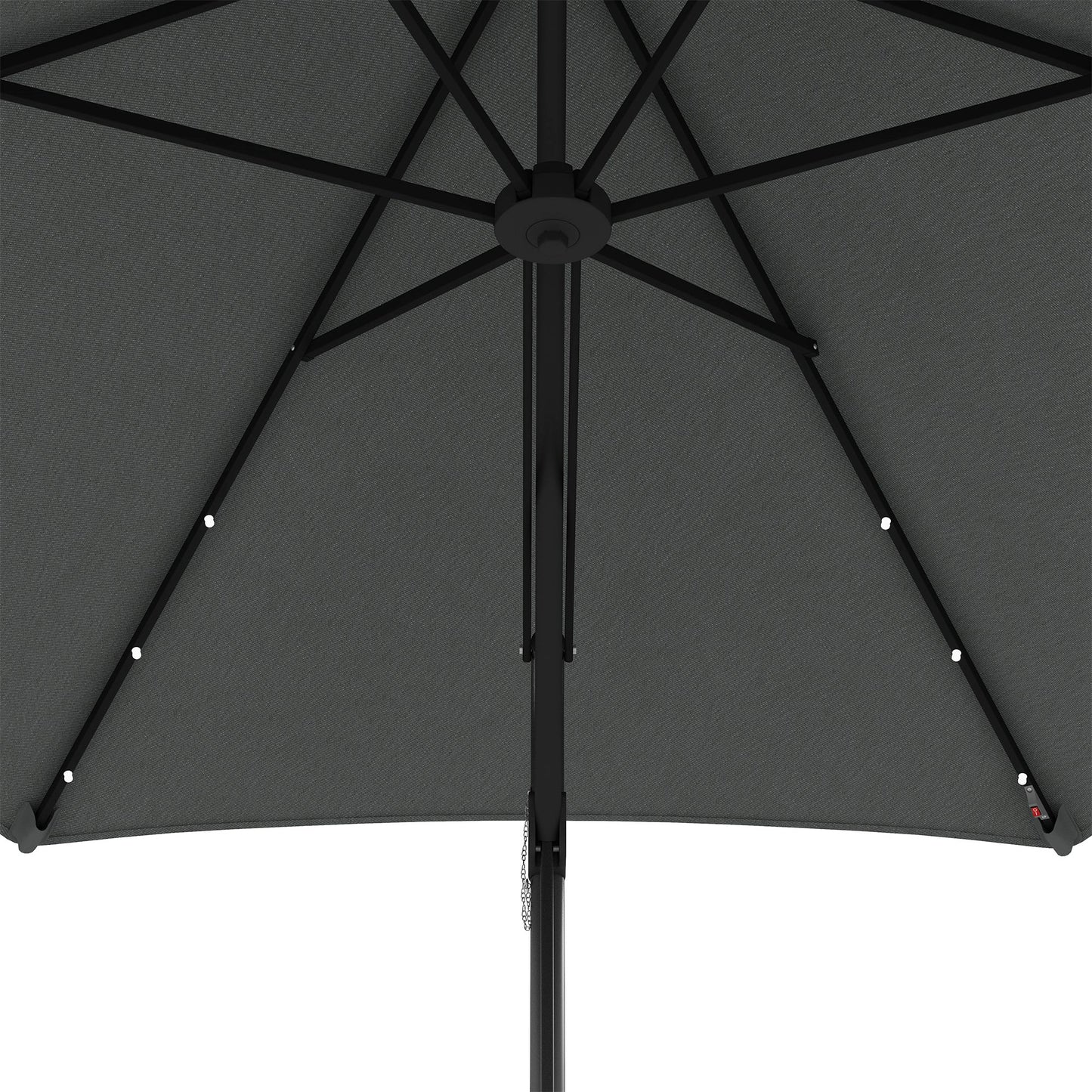 Outsunny 3(m) Garden Parasol Cantilever Umbrella with Solar LED, Cross Base and Waterproof Cover, Dark Grey