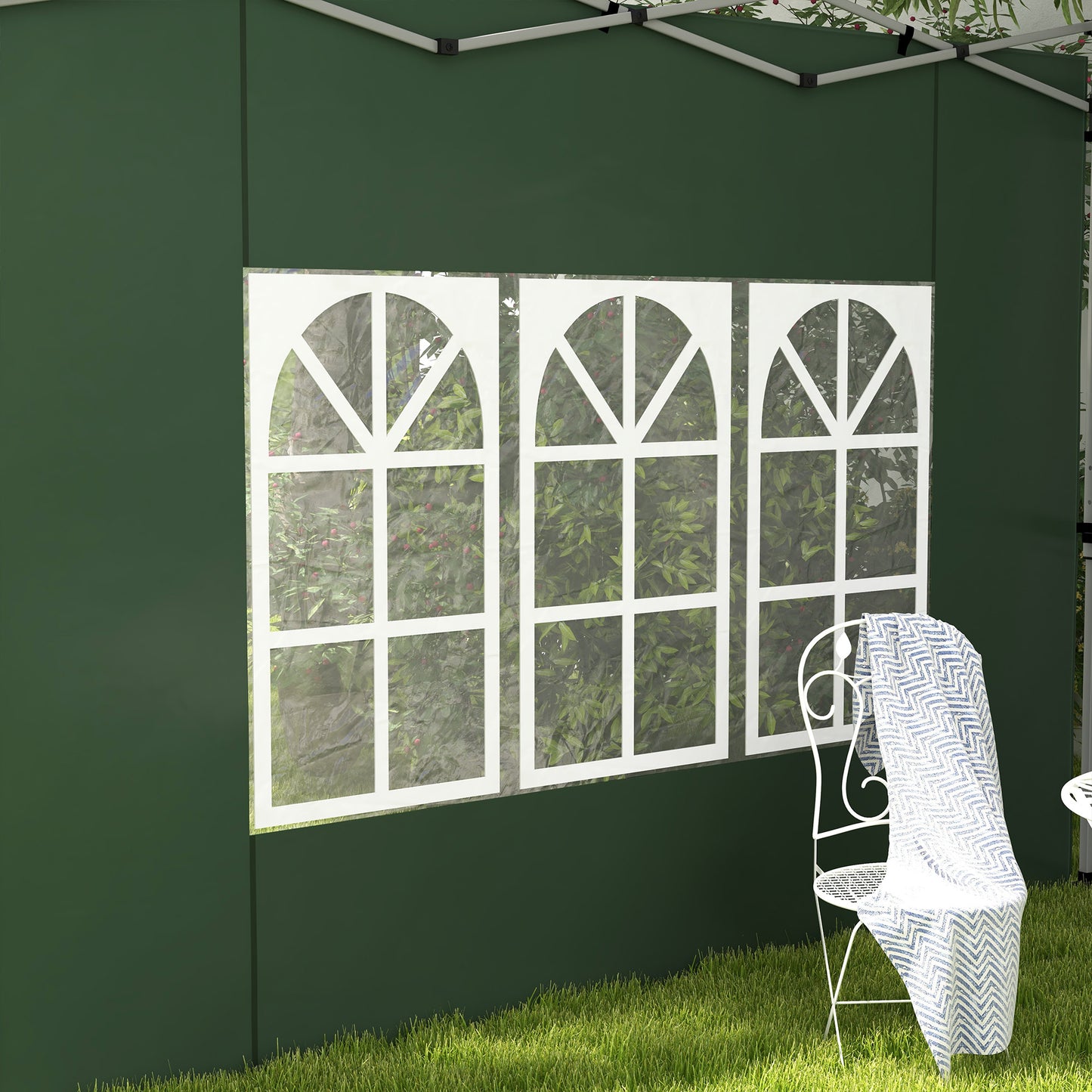 Outsunny Gazebo Side Panels Sides Replacement with Window for 3x3(m) or 3x4m Pop Up Gazebo 2 Pack Green