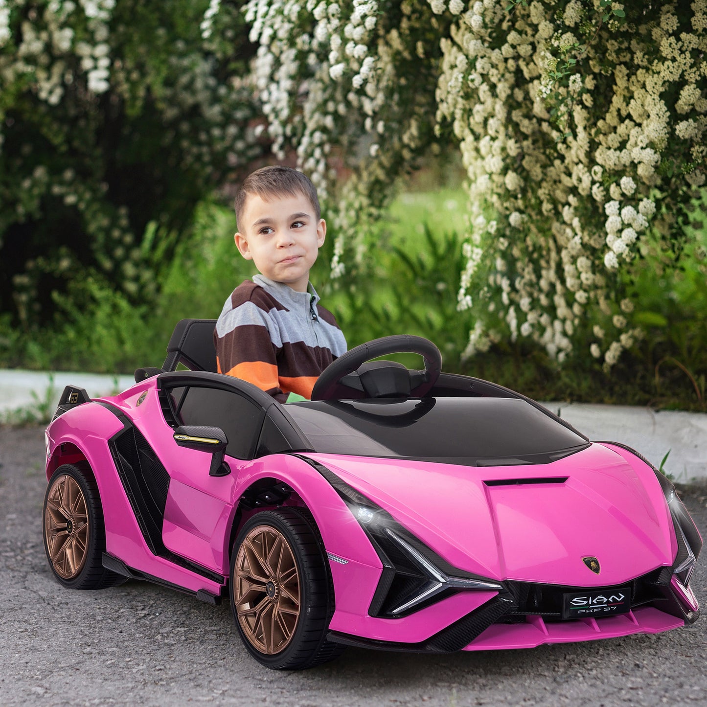 HOMCOM Lamborghini SIAN 12V Kids Electric Ride On Car Toy w/ Remote Control Pink
