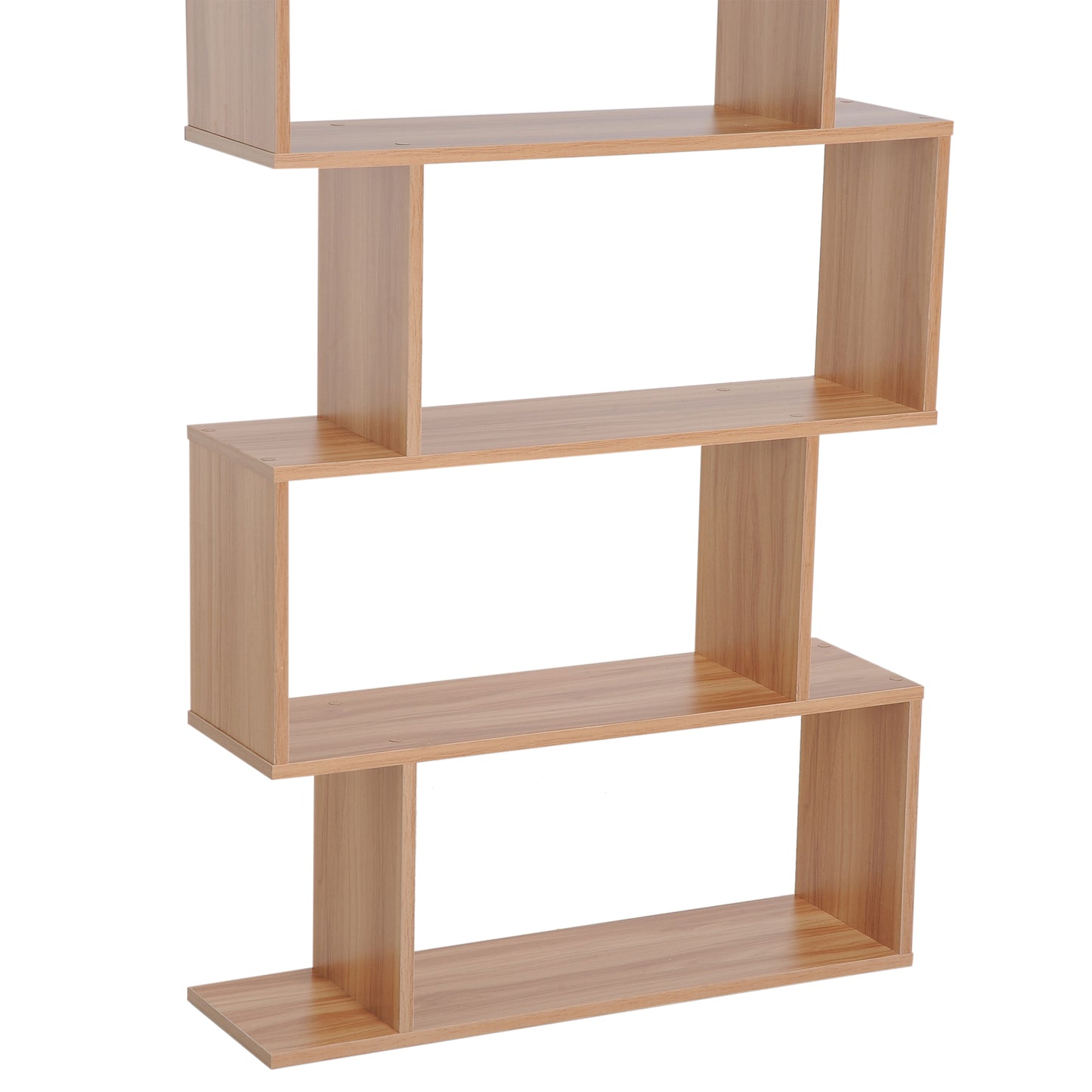 HOMCOM 6-Tier S-Shaped Shelf Unit, 80Lx23Wx192H cm-Maple Colour