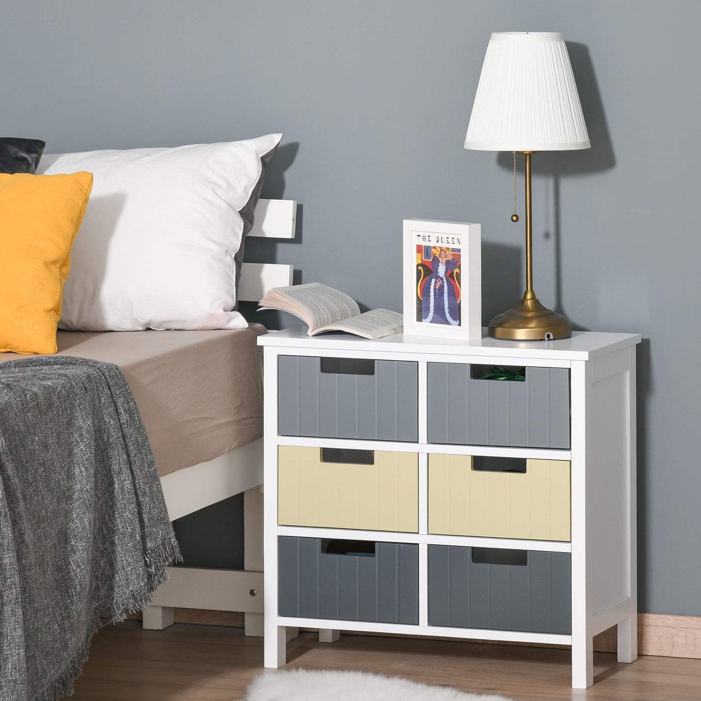 HOMCOM Chest of Drawers Storage Side Cabinet w/ 6 Detachable Drawers Home Furniture