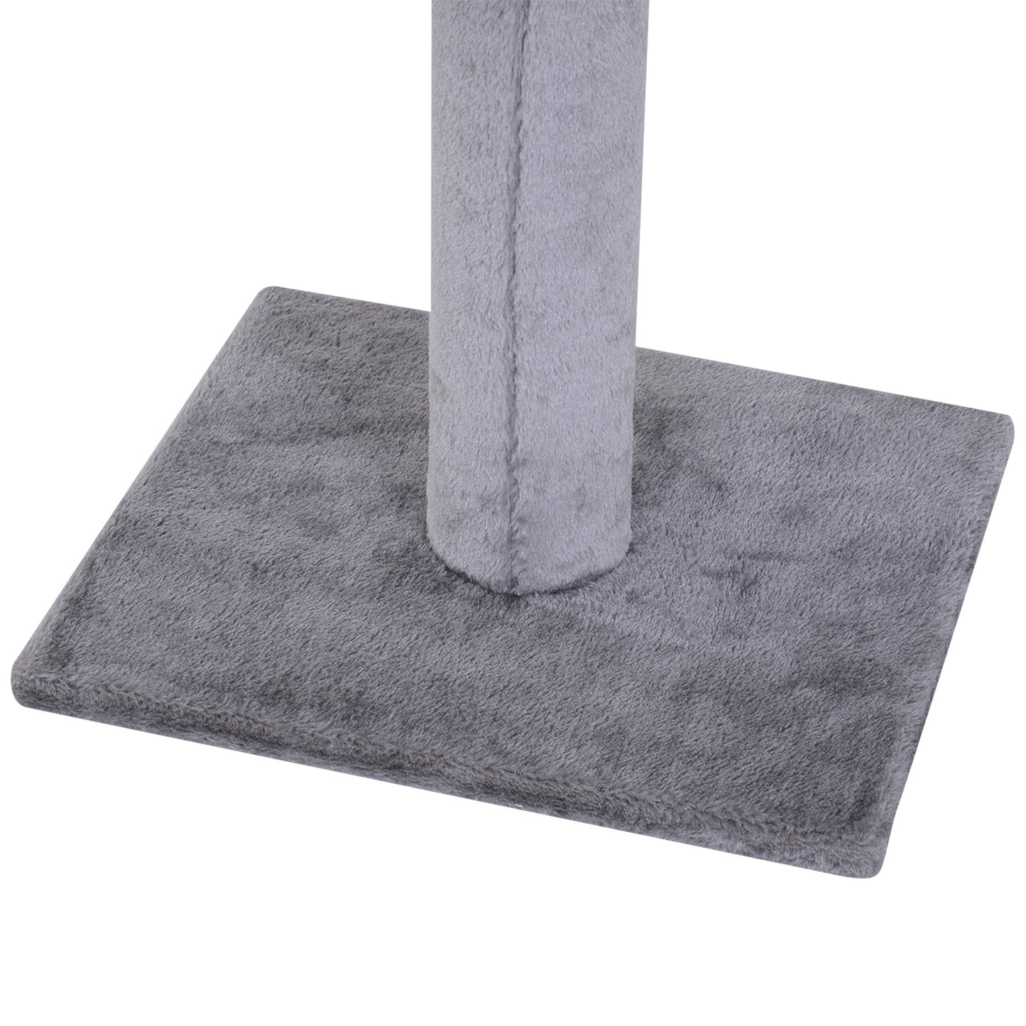 PawHut 40L x 34W x 230-260H cm Cats Floor to Ceiling Scratching Post w/ 5-Tier Plush Leisure Platforms Grey