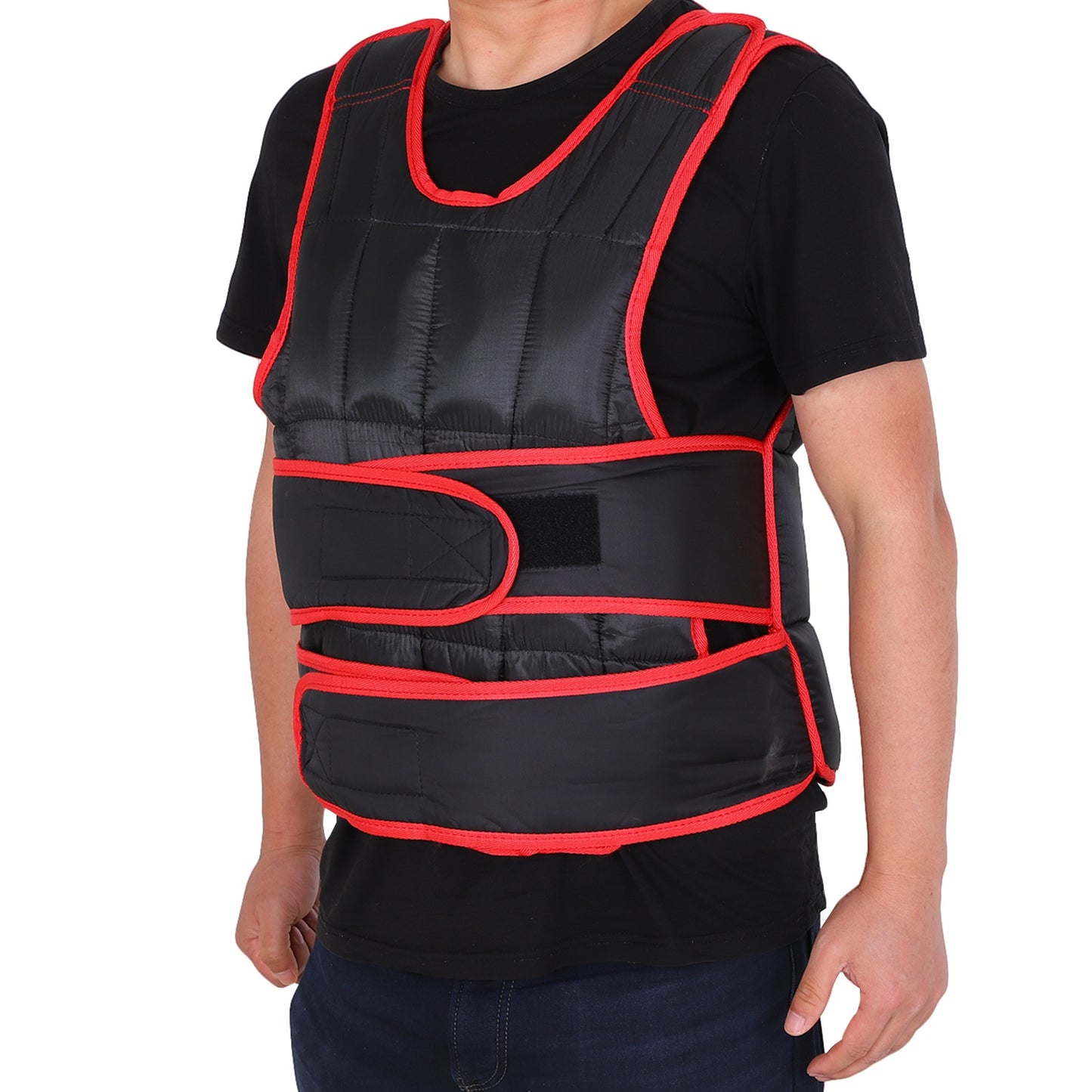 HOMCOM 20kg Metal Sand Weight Adjustable Unisex Trainer Vest Weighted Vest Black/Red