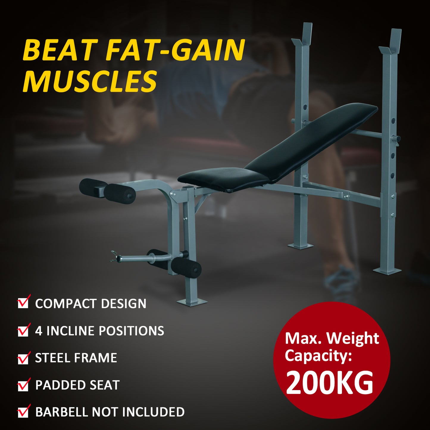 HOMCOM 4-Levels Adjustable Weight Bench Fitness Equipment-Black