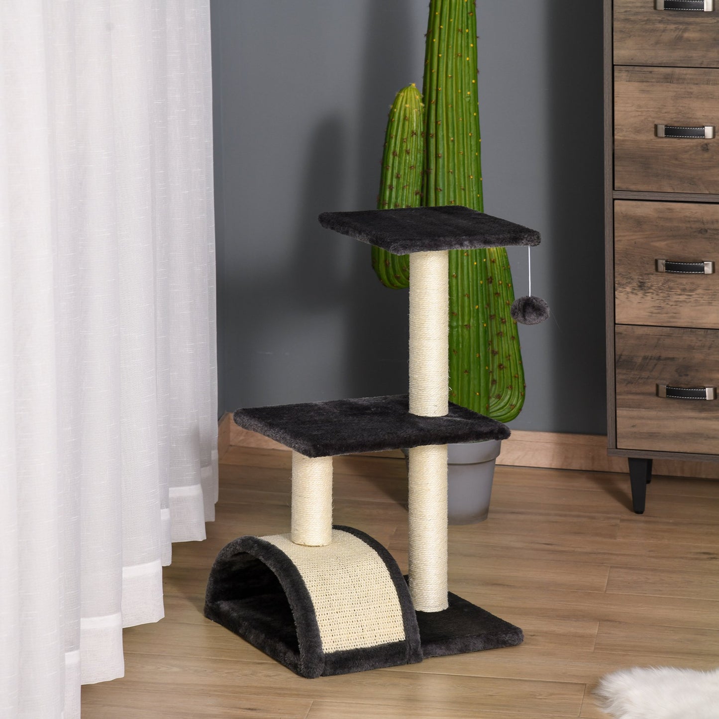 PawHut Cat tree Tower 72cm Climbing Activity Centre Kitten-Grey