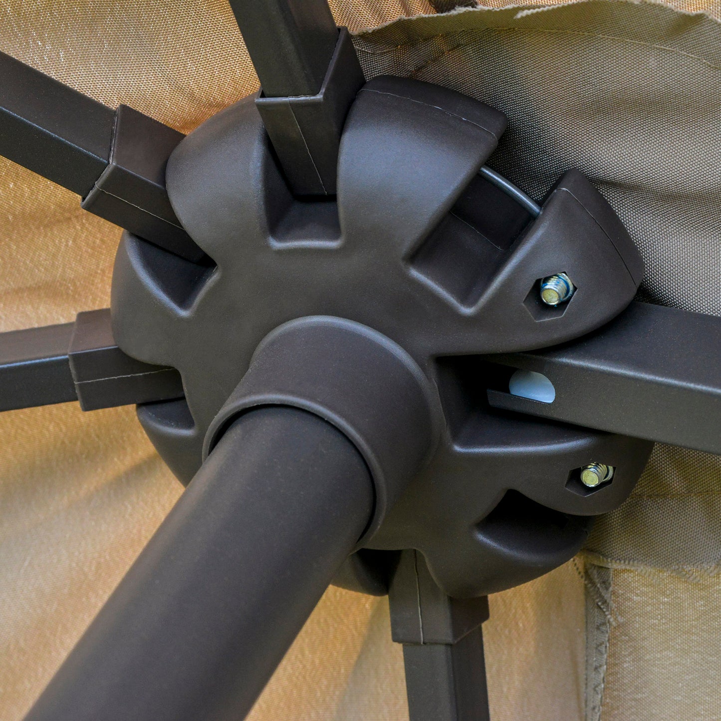 Outsunny 4.6m Garden Parasol Double-Sided Sun Umbrella Patio Market Shelter Canopy Shade Outdoor Khaki Double-side