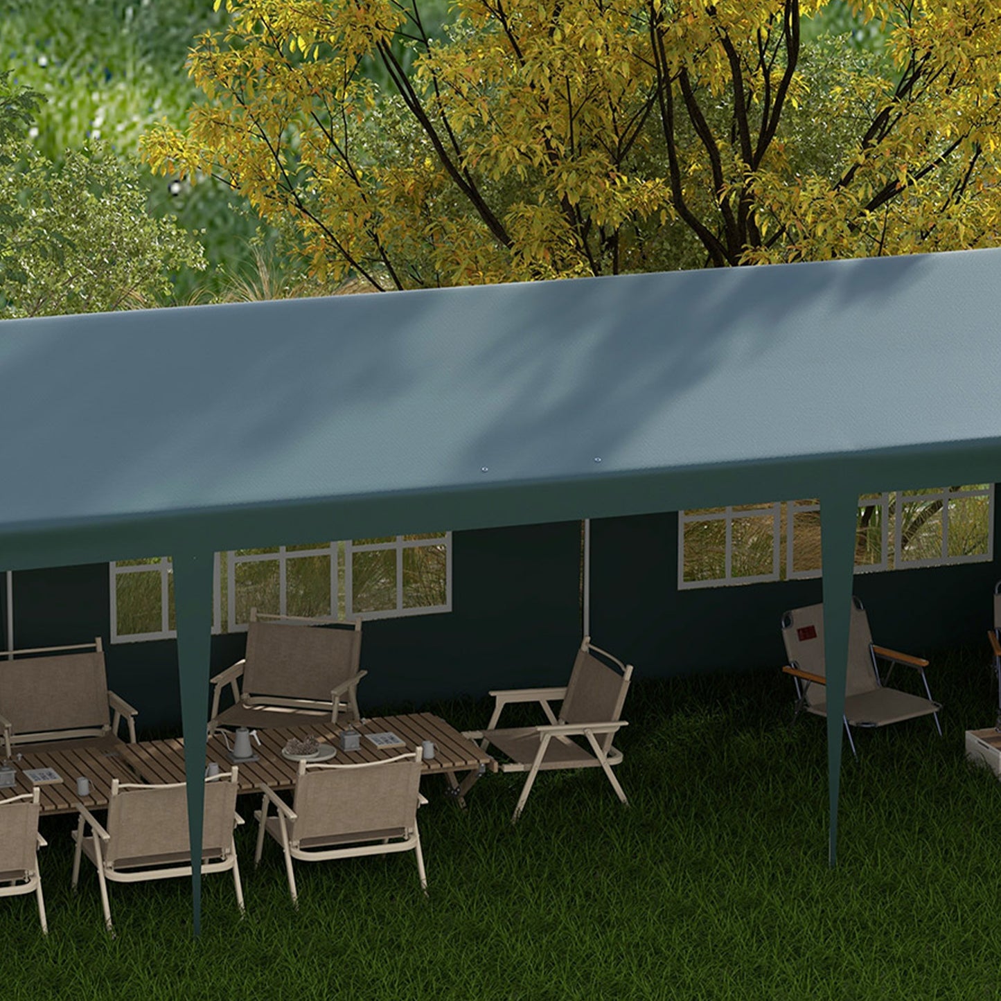 Outsunny 9 x 3m Garden Gazebo, with Removable Walls - Green