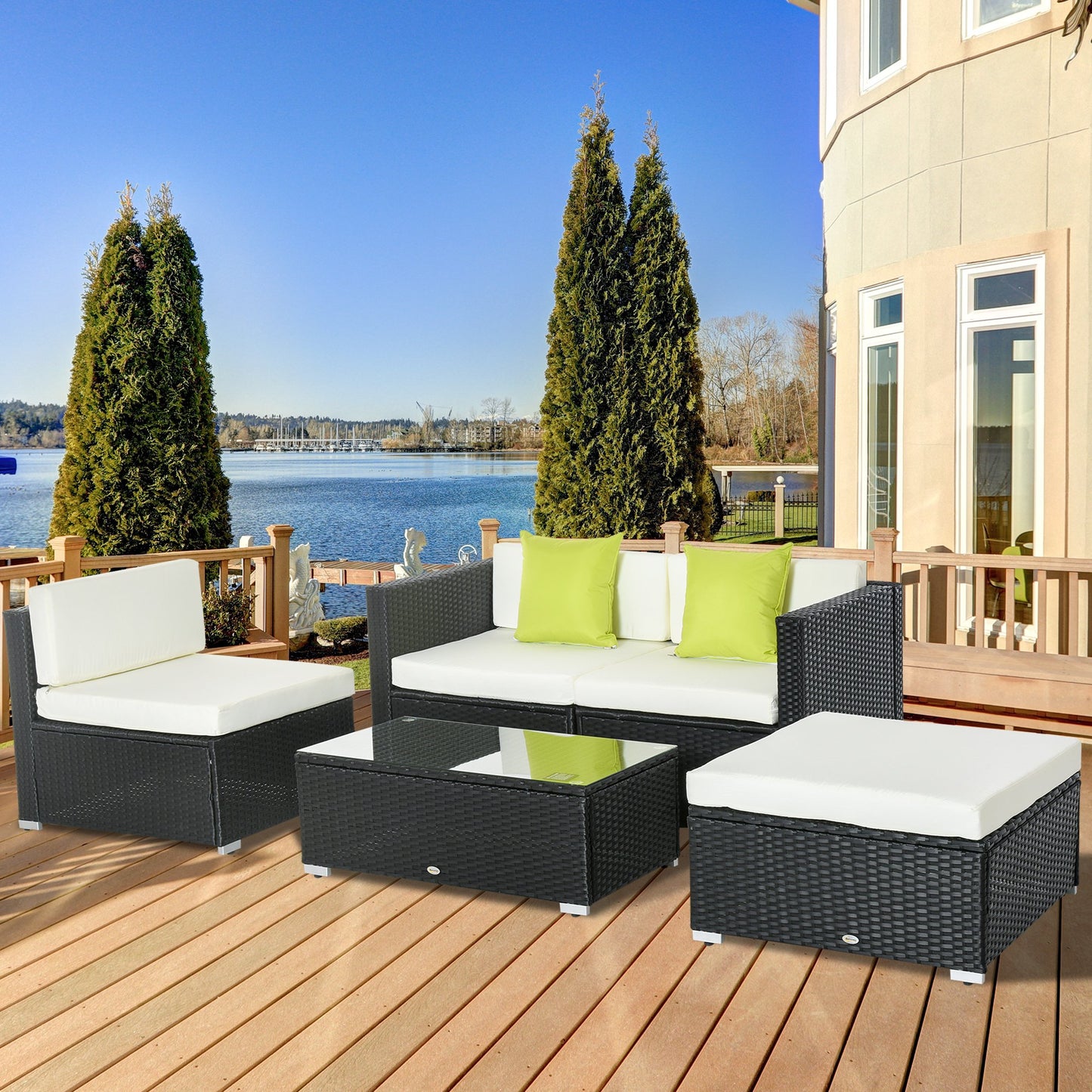 Outsunny 5 PCS Rattan Sofa Set-Black