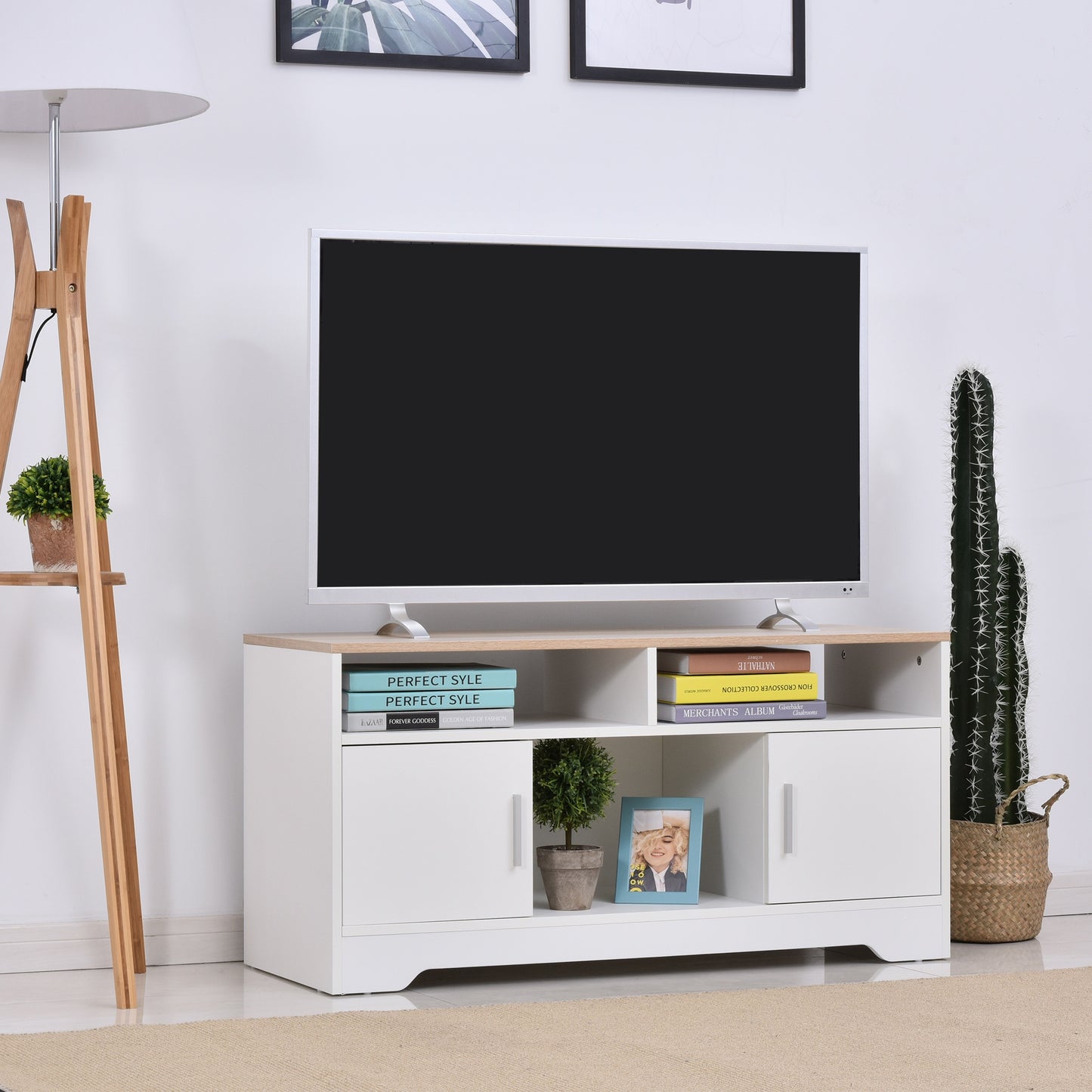 HOMCOM TV Stand with Door Cabinet and Open Shelf for TVs up to 42'' Home Office