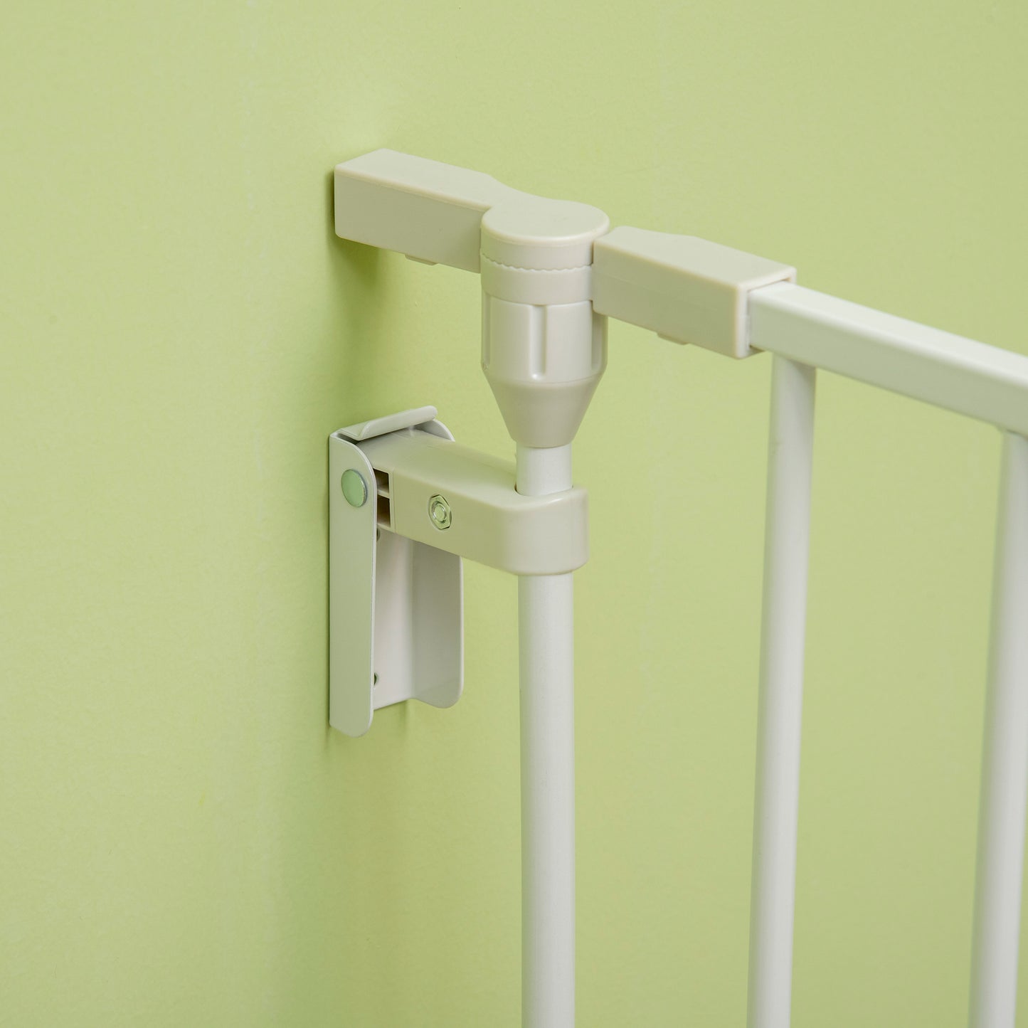 PawHut Pet Safety Gate 5-Panel Playpen Fireplace Christmas Tree Metal Fence Stair Barrier Room Divider with Walk Through Door Automatically Close Lock White