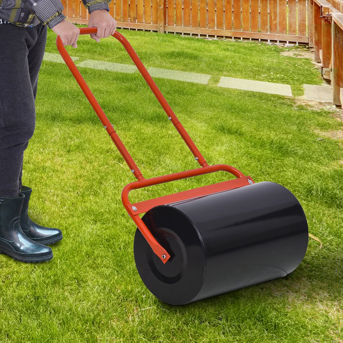 Outsunny Combination Push/Tow Lawn Roller Filled with Sand or Water 38L Roller