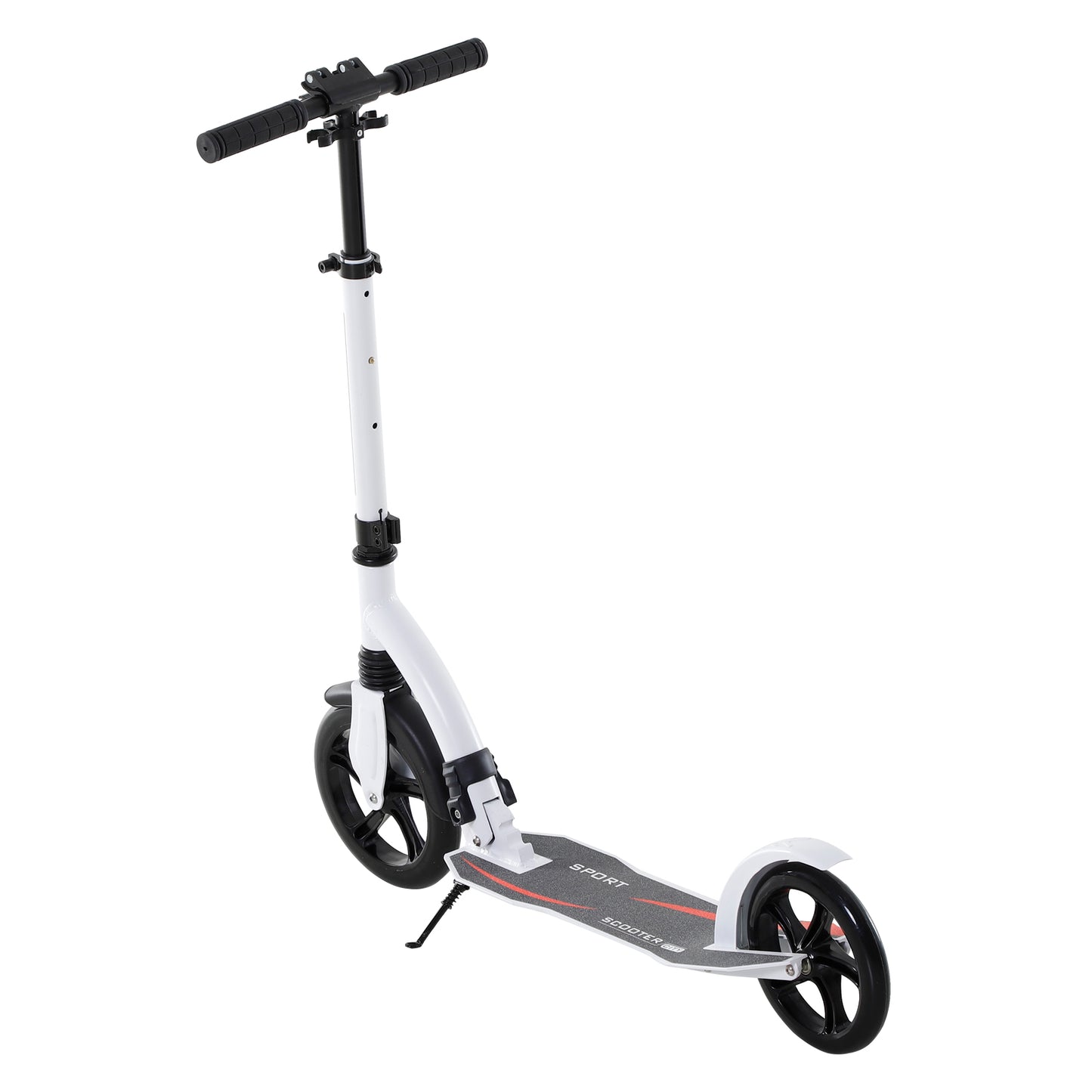HOMCOM Teen/Adults Aluminium Folding Kick Scooter w/ Shock Mitigation System White