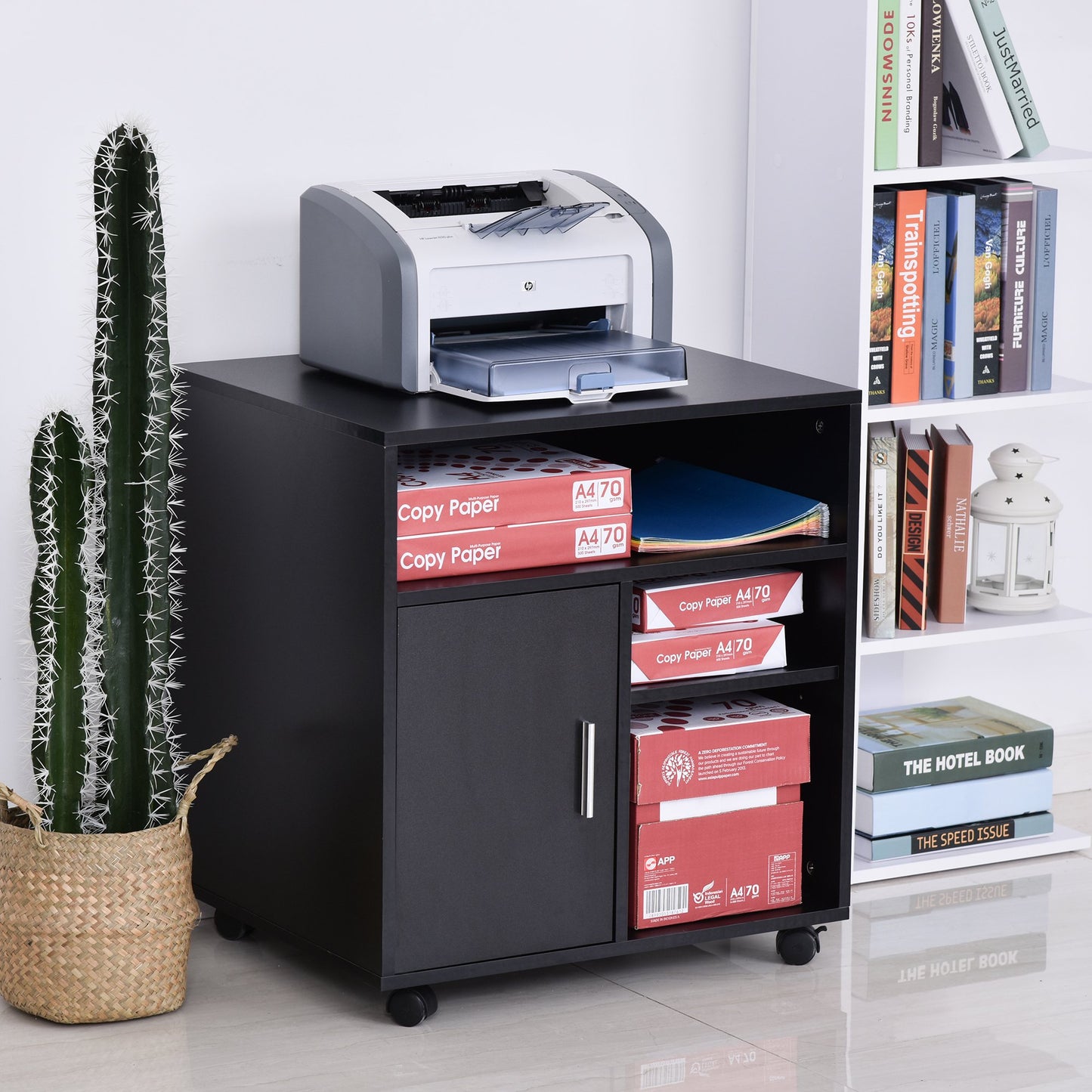 HOMCOM Particle Board 4-Compartment Storage Unit Black