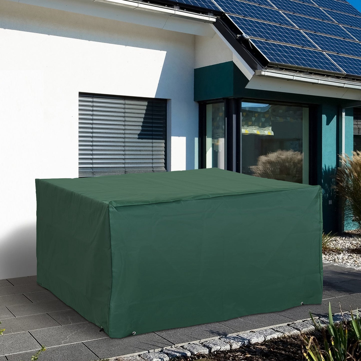 Outsunny UV/Rain Protective Rattan Furniture Cover, 135x135x75 cm-Green