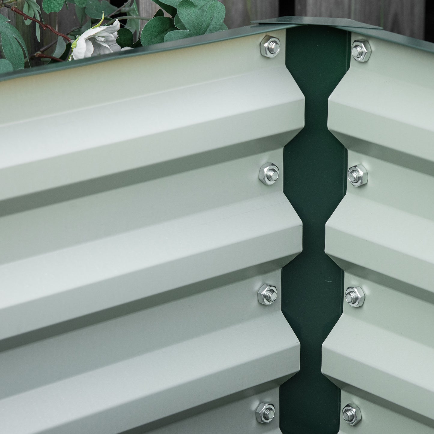 Outsunny Set of 2 Raised Garden Bed Outdoor Elevated Galvanised Planter Box for Flowers Herbs 60x60x30.5cm Green