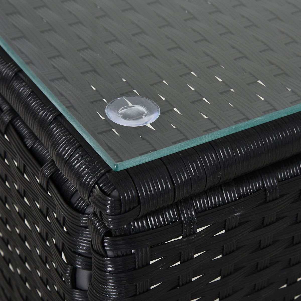 Outsunny 2 Seater Rattan Sun Lounger Set with Side Table Black