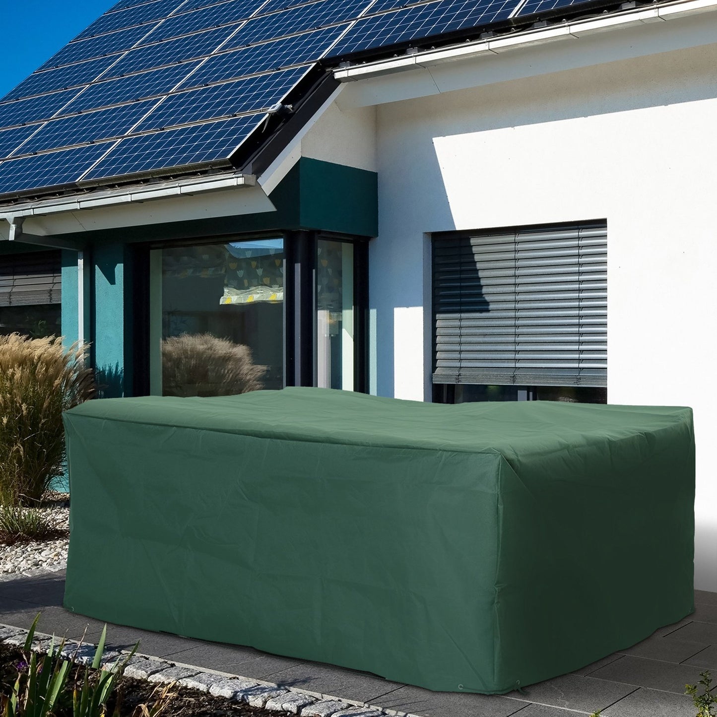 Outsunny UV/Rain Protective Rattan Furniture Cover, 210x140x80 cm-Green