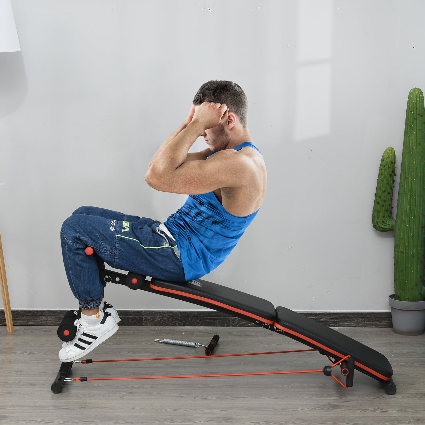 HOMCOM Steel Foldable Home Core Workout Bench Red/Black