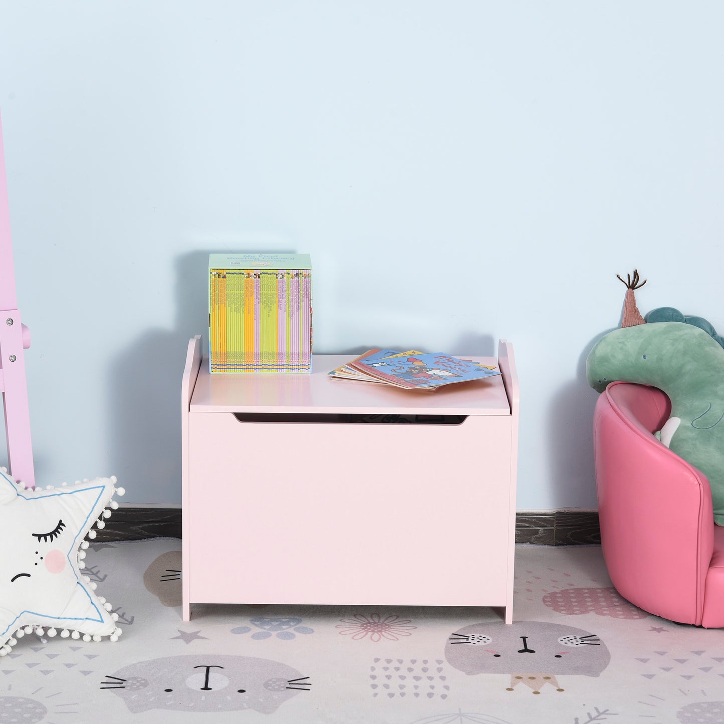 HOMCOM Kids Playroom MDF Storage Chest Pink